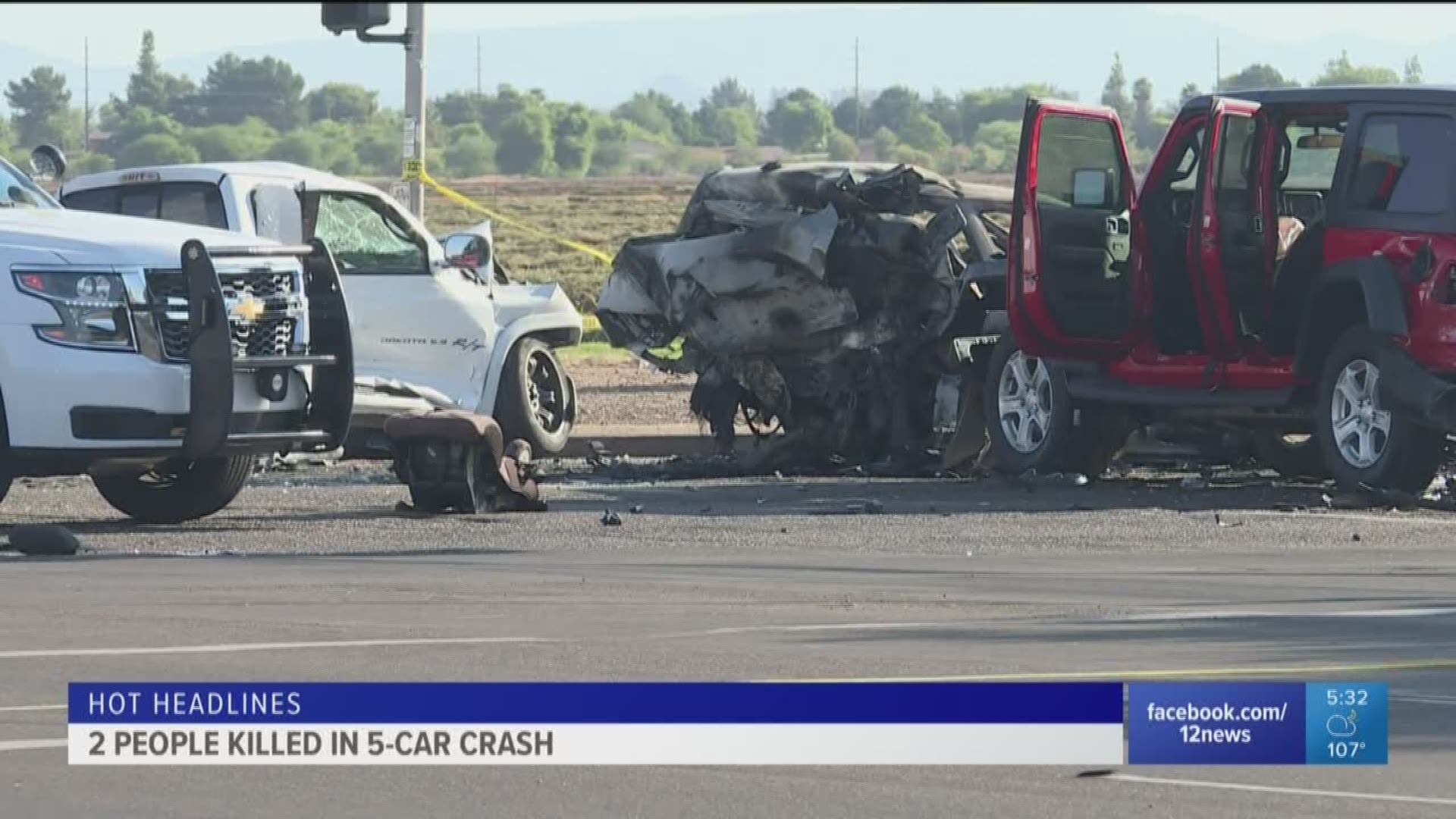 Police in Glendale say the collision occurred about 2:45 a.m. Sunday at the intersection of 91st Avenue and Camelback Road and investigators are trying to determine if speed or impairment was a factor.