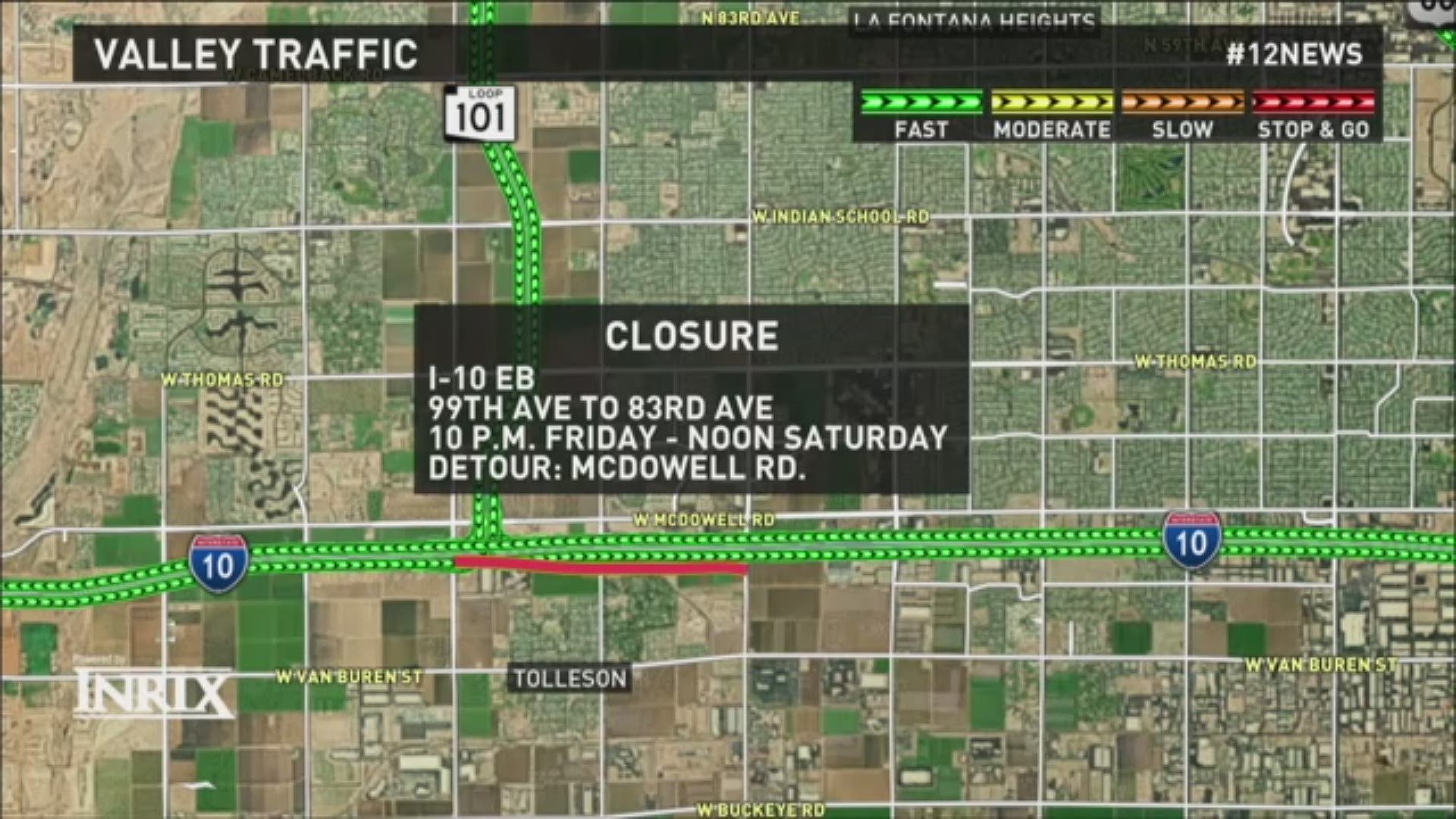 Weekend road closures in Phoenix area