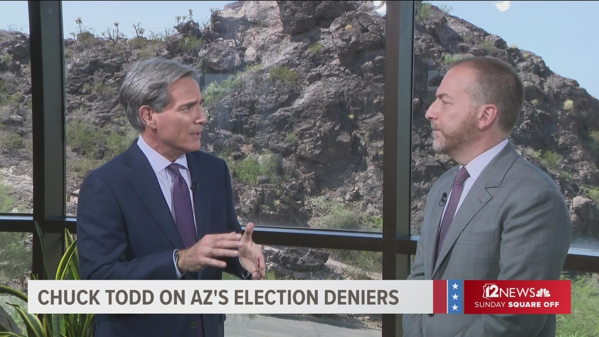 "Meet the Press" moderator Chuck Todd discussed Arizona politics with "Square Off" host Brahm Resnik during a Tempe visit last week.