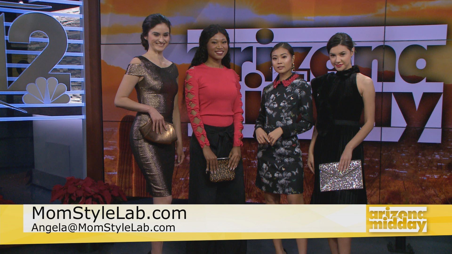 From flowers, to metallic, faux fur and more Angela Keller of Mom Style Lab shows us some great holiday style.
