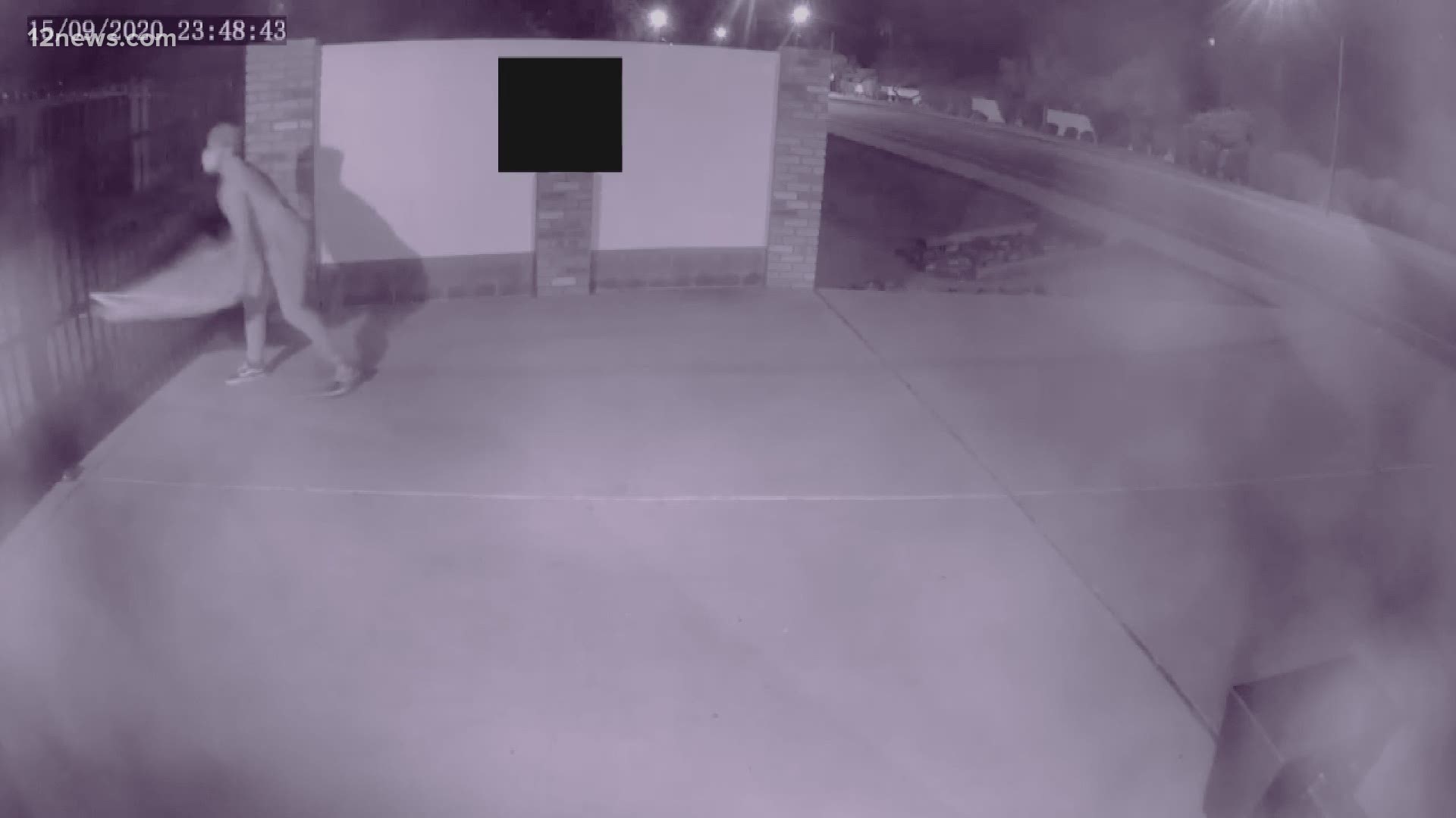 A Gilbert woman needs your help after two men were caught on camera stealing her American flag and a police flag right off her gate.