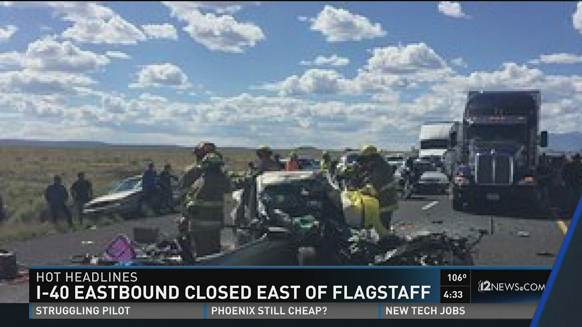 Crash closes I-40 east of Flagstaff, road expected to be closed for several hours