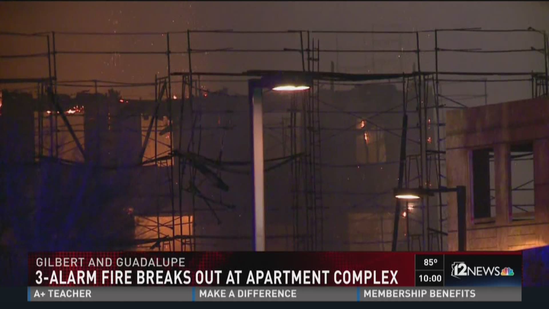 Gilbert fire crews battle 3-alarm apartment fire