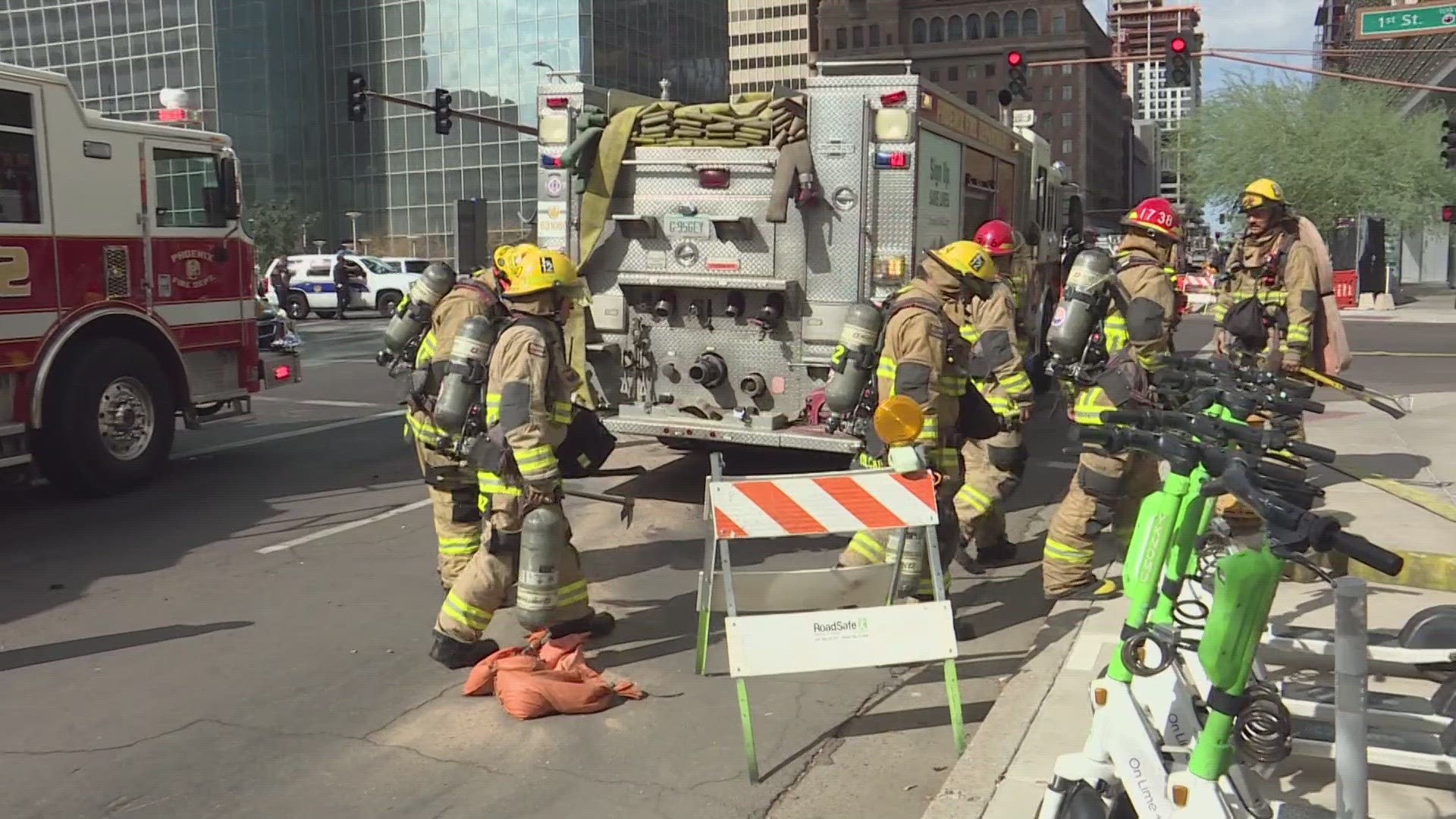 Emergency crews quickly extinguished an electrical fire in a downtown Phoenix high-rise building near 1st Street and Van Buren on Wednesday.