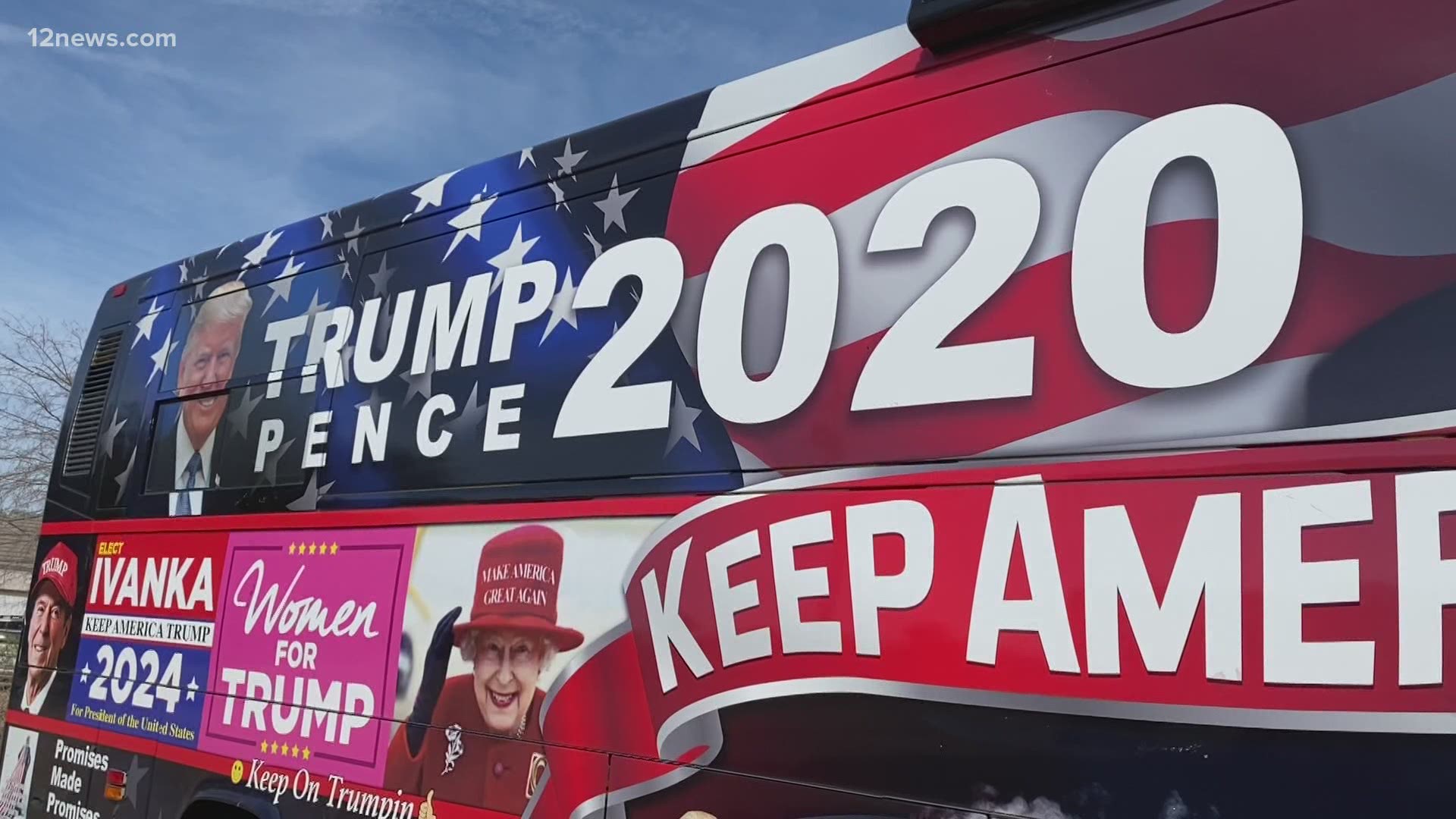 For just $135,000, you could be the proud owner of a legit tour bus. There is a catch: you're going to be letting everyone know how you feel about your politics.