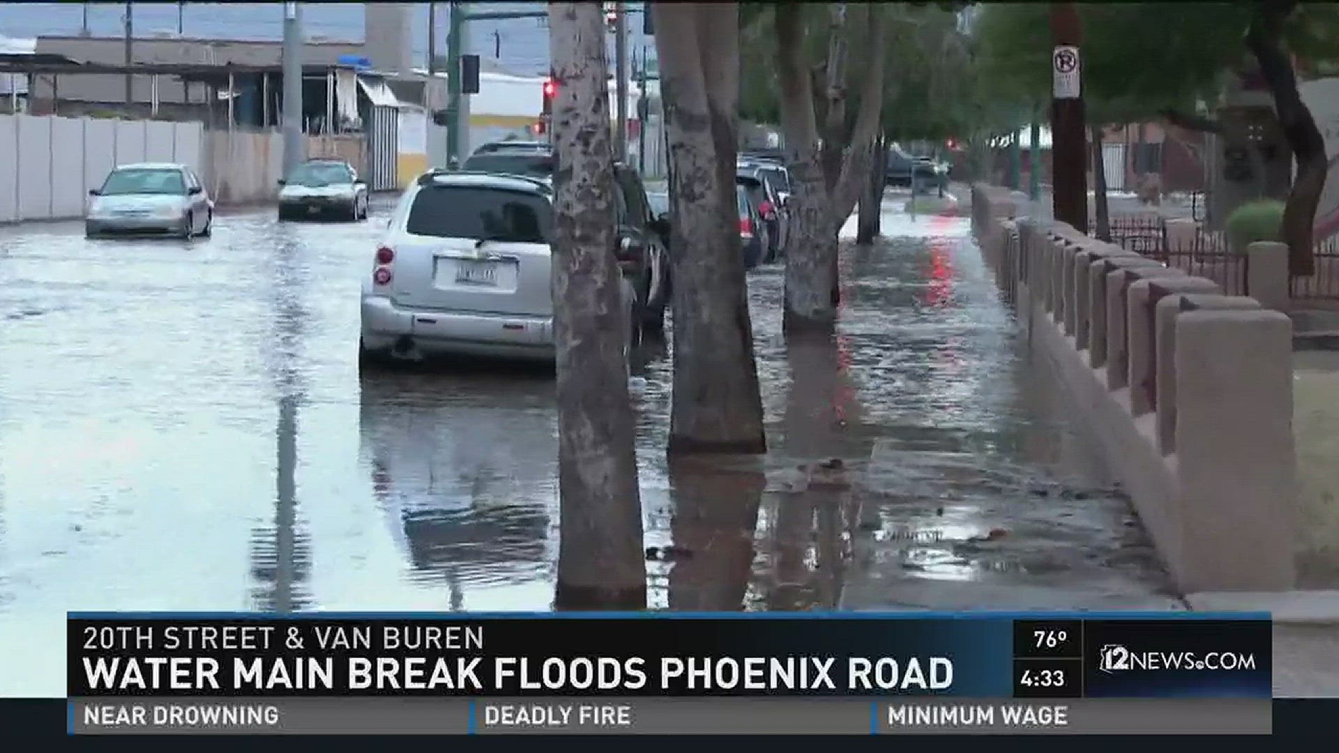 Water main break closes 20th Street in downtown Phoenix | 12news.com