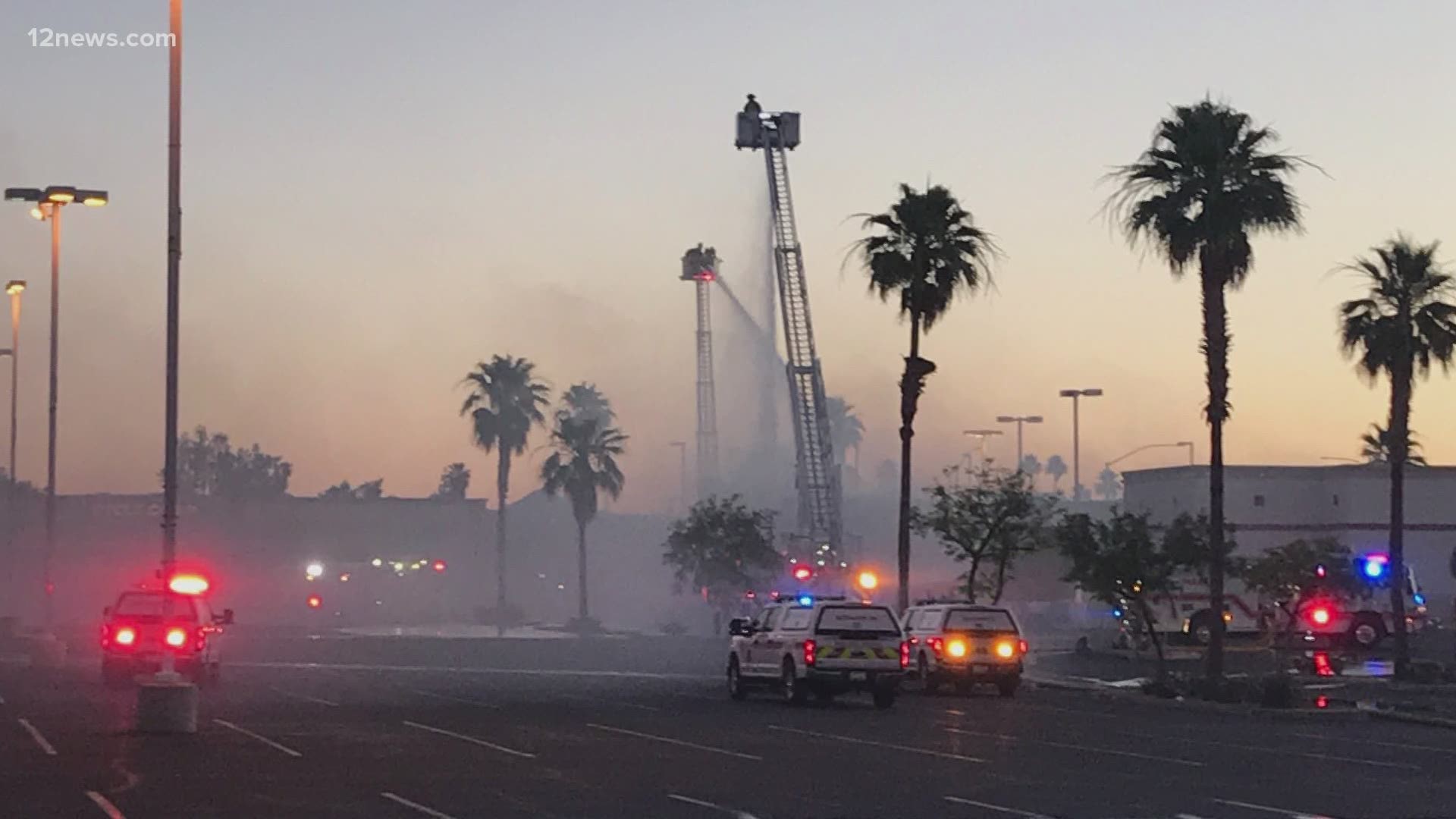 Fire crews in Mesa were battling a fire at a Sizzler restaurant near Country Club Drive and Southern Avenue early Tuesday.