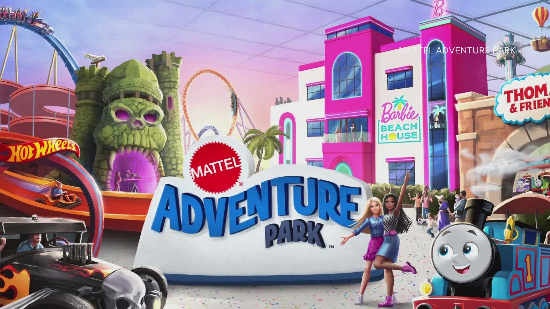 Visitors to Mattel's Adventure Park can enjoy a signature pink beverage on the third-story rooftop of Barbie's Beach House.