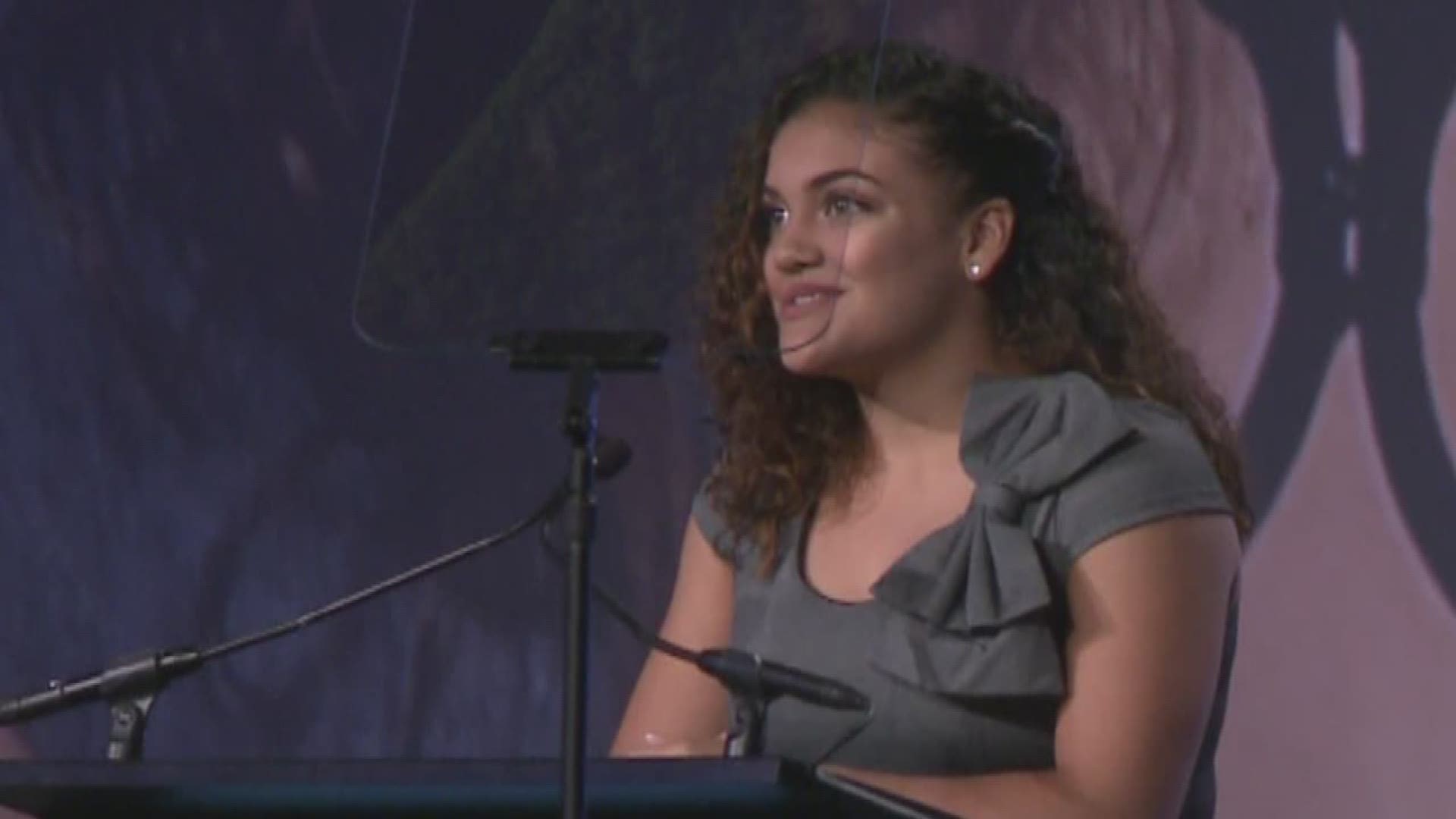 Olympic gold medalist Laurie Hernandez spoke at the 2017 National Council of La Raza in Phoenix.