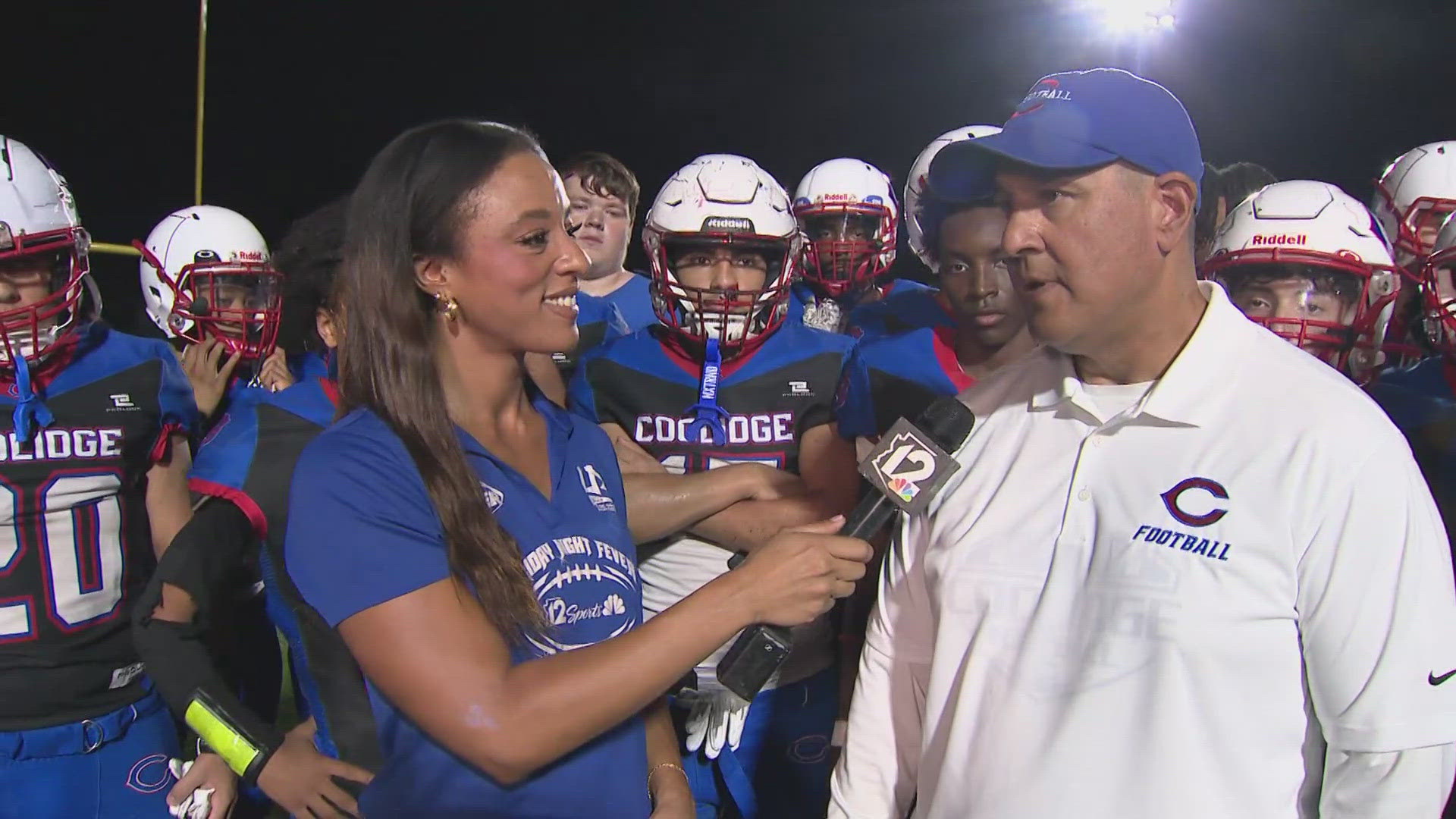 12Sports journalist Lina Washington speaks with Coolidge head coach Carlo Hernandez after his team's loss to Combs. Watch the interview above.