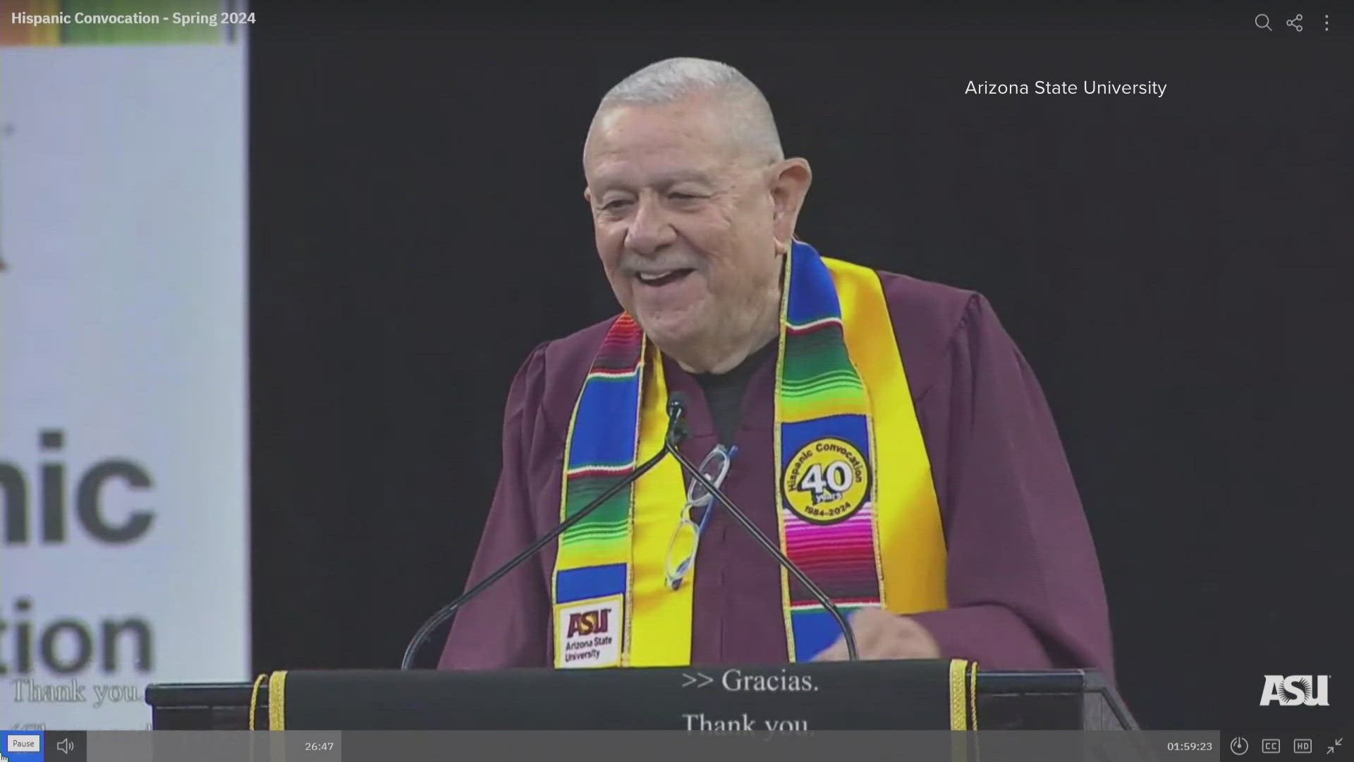 Alfredo Gutierrez graduated from Arizona State University with a Bachelor of Arts nearly 60 years after he was supposed to graduate.