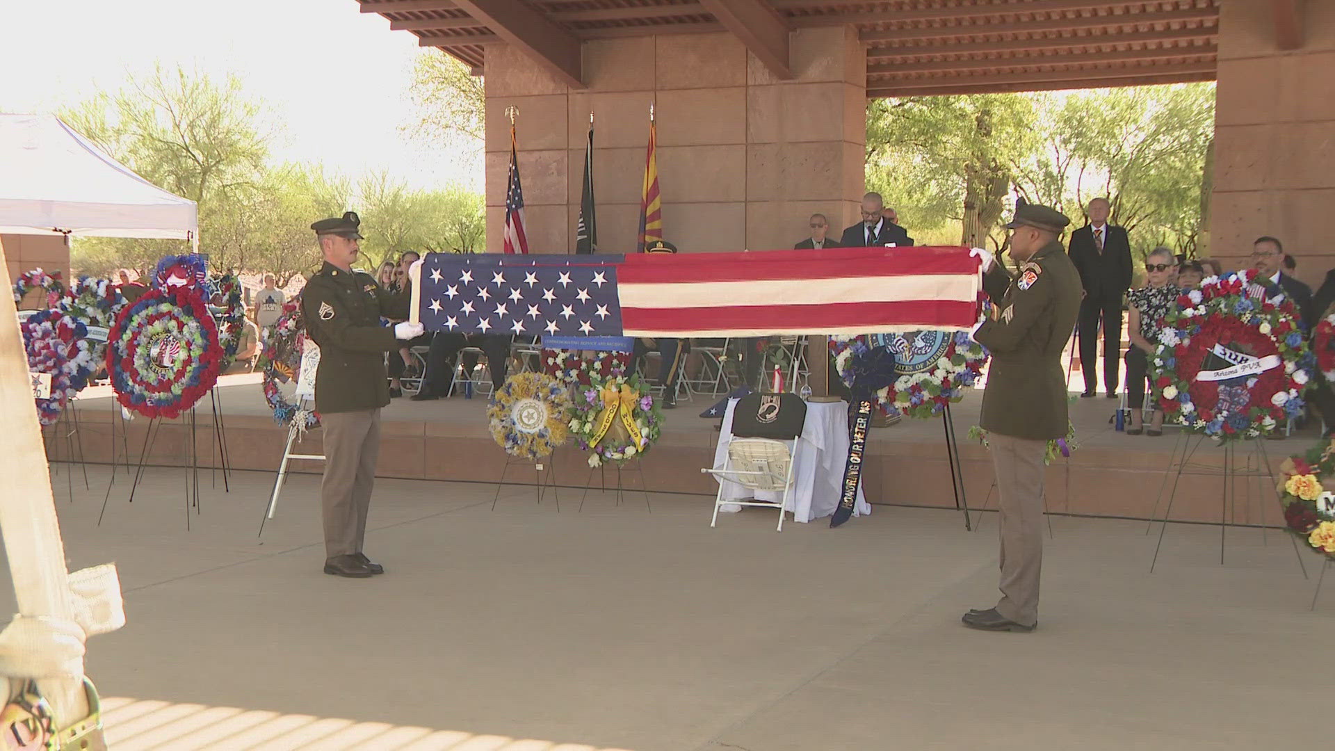Gov. Katie Hobbs spoke at the ceremony, which also featured wreath presentations and the playing of Taps to honor those who have made the ultimate sacrifice.