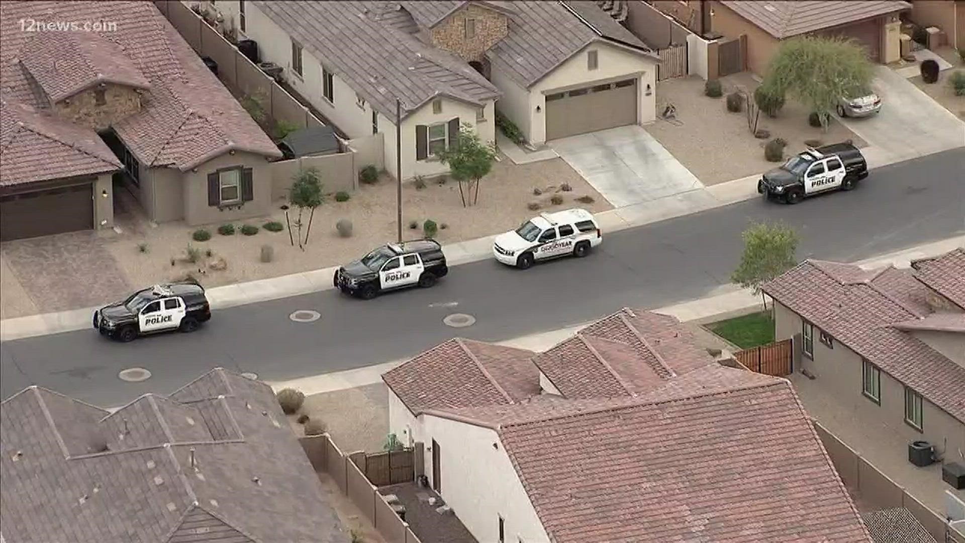 Police said two officers were injured responding to a call of multiple home burglaries in Goodyear near McDowell Road and Pebble Creek Parkway.