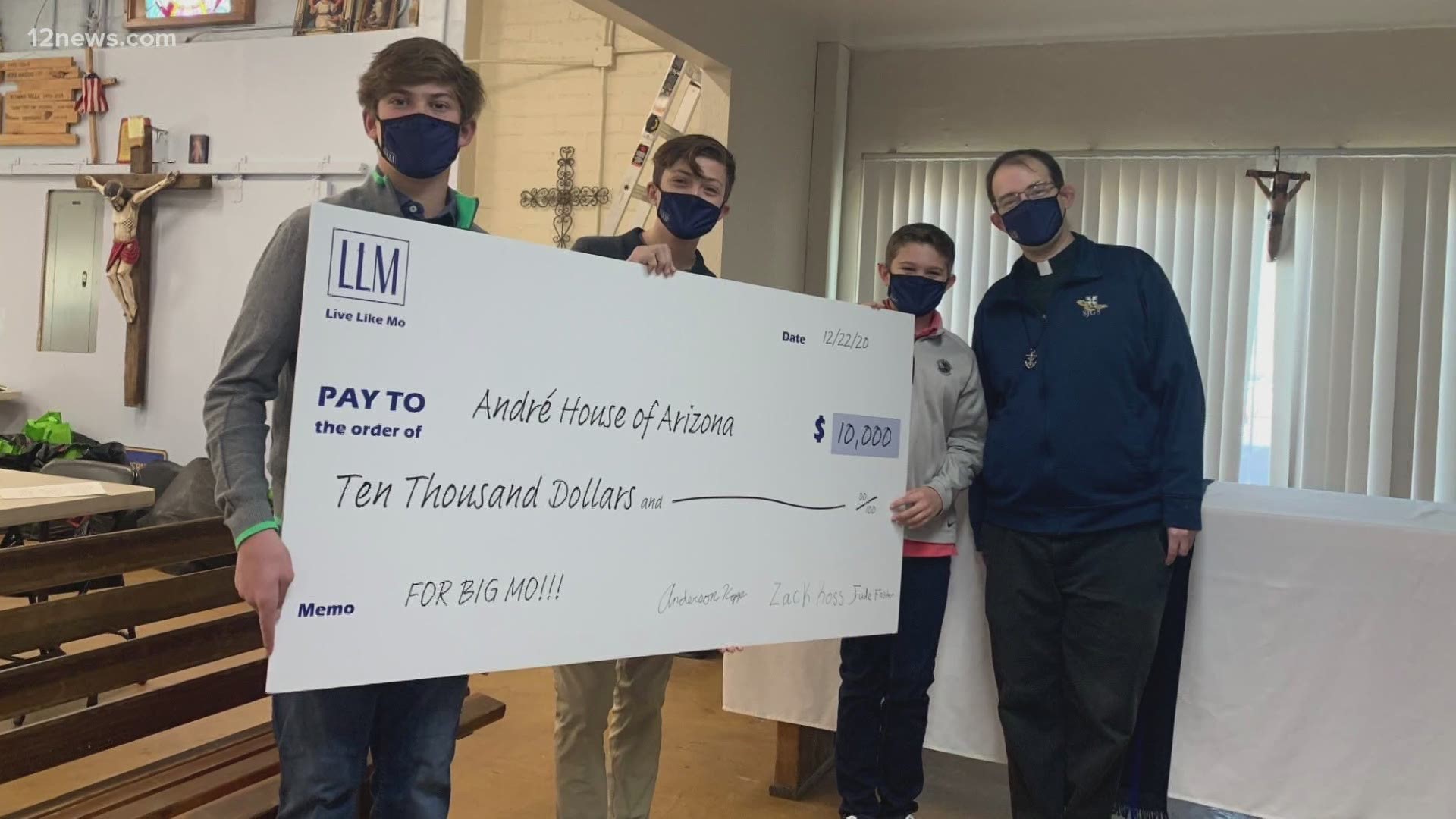 Three Valley eighth-graders sold masks with their school logo on them, raising $10,000. They donated the money to the Andre House Homeless Shelter in Phoenix.