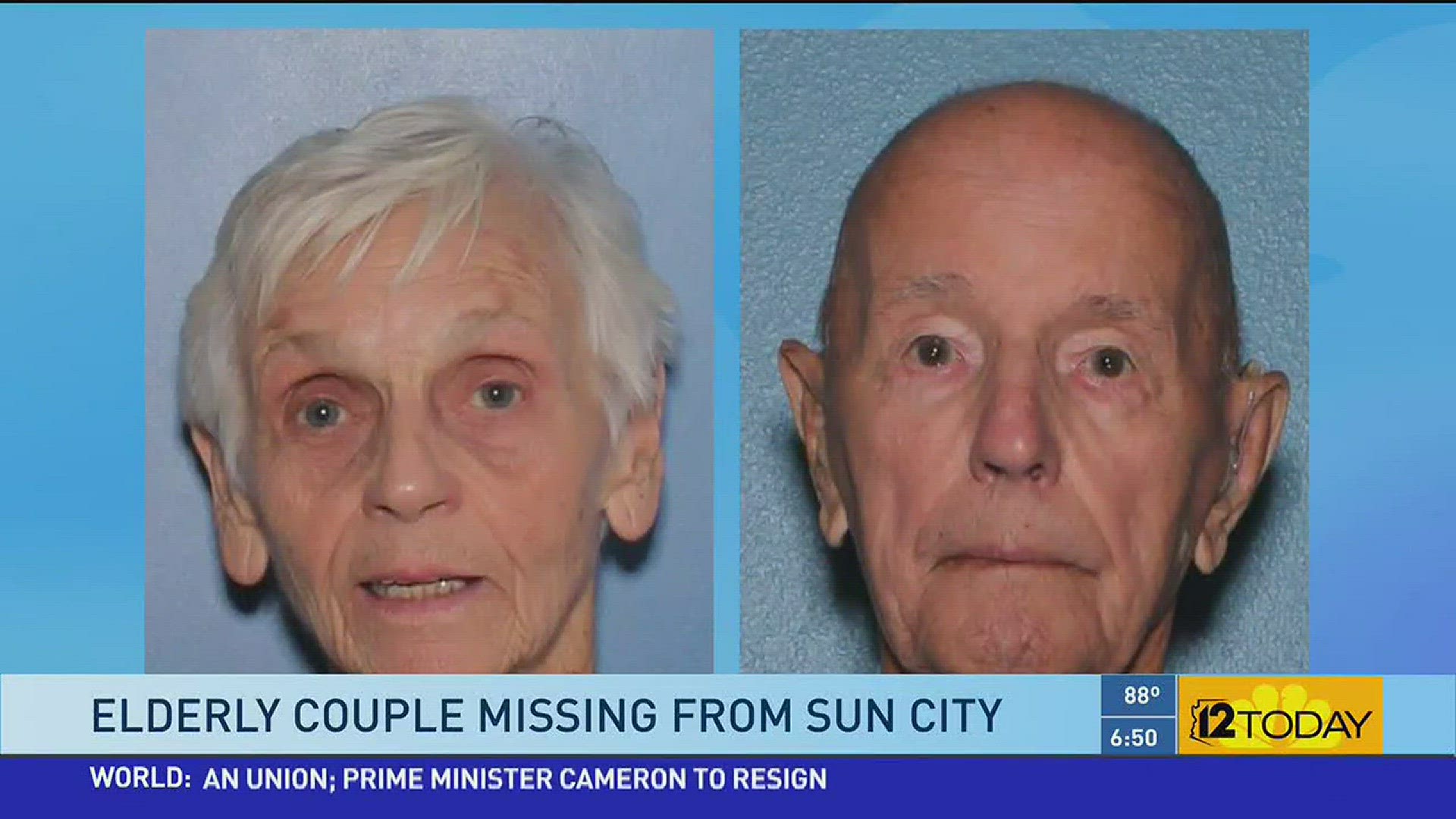 Police are looking for Irene and Josiah Bristol who were last seen at their home in Sun City on Thursday afternoon.