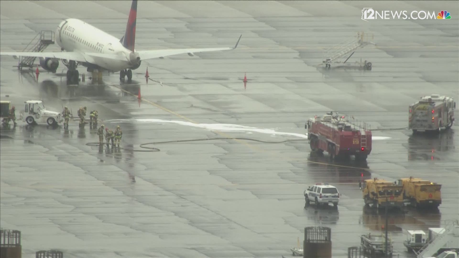 A first alarm hazmat situation was reported at Phoenix Sky Harbor International Airport this afternoon. Fire crews worked to clean up a fuel spill on the tarmac.