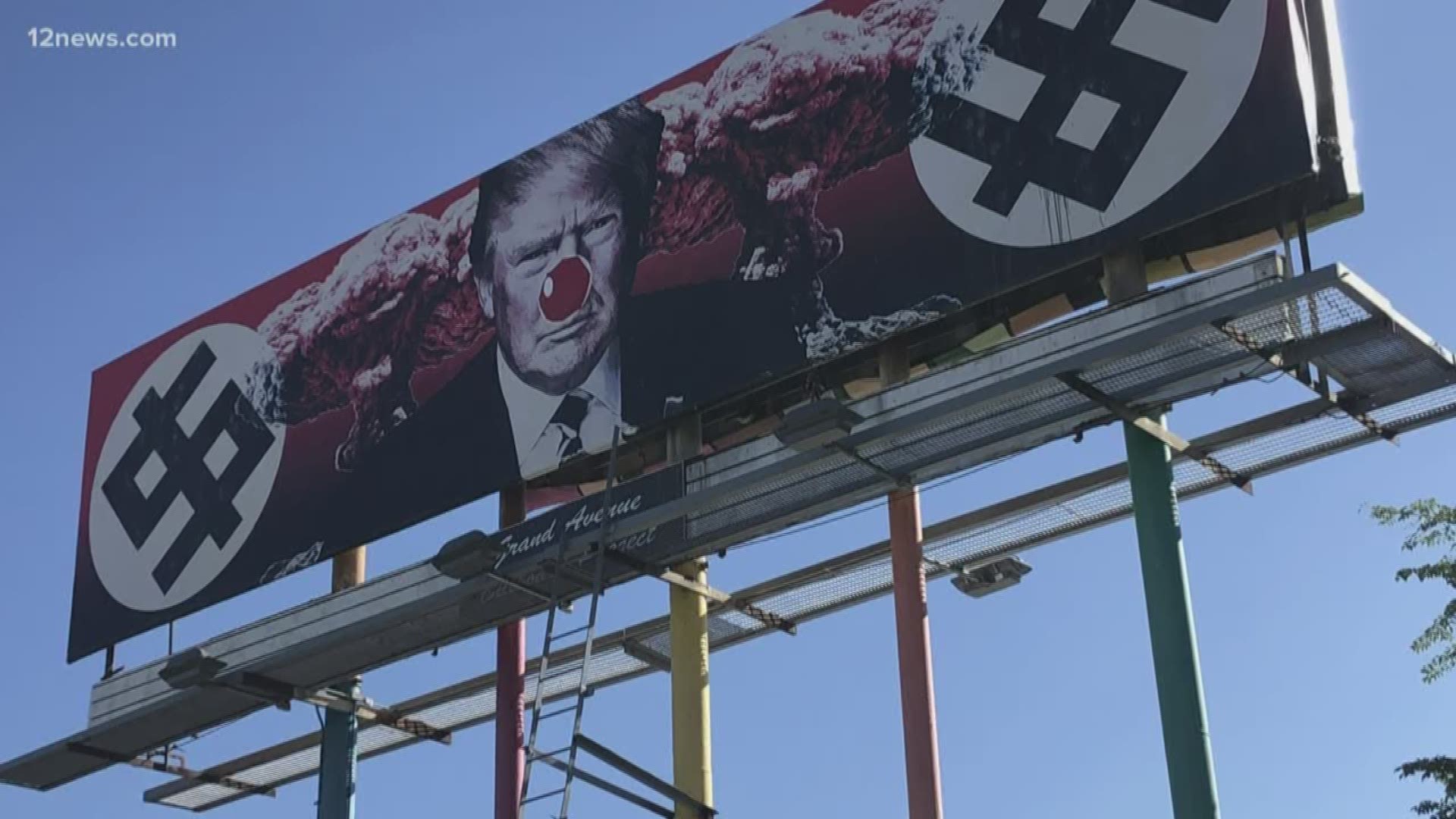 An already controversial billboard featuring President Donald Trump is at the topic of conversation again. Someone has put a clown nose onto Trump's face.