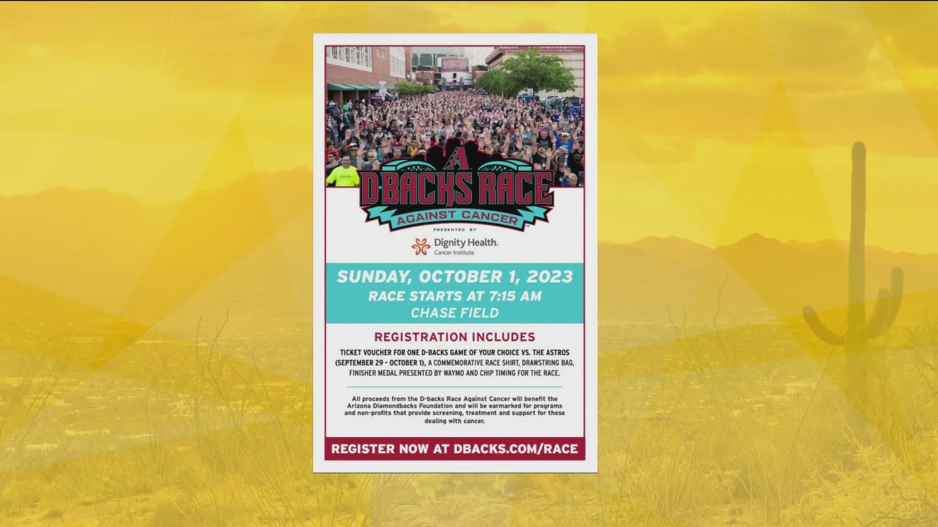 D-backs Race Against Cancer has raised over a million dollars which benefits local charities. They continue the support with another race on October 1st this year.