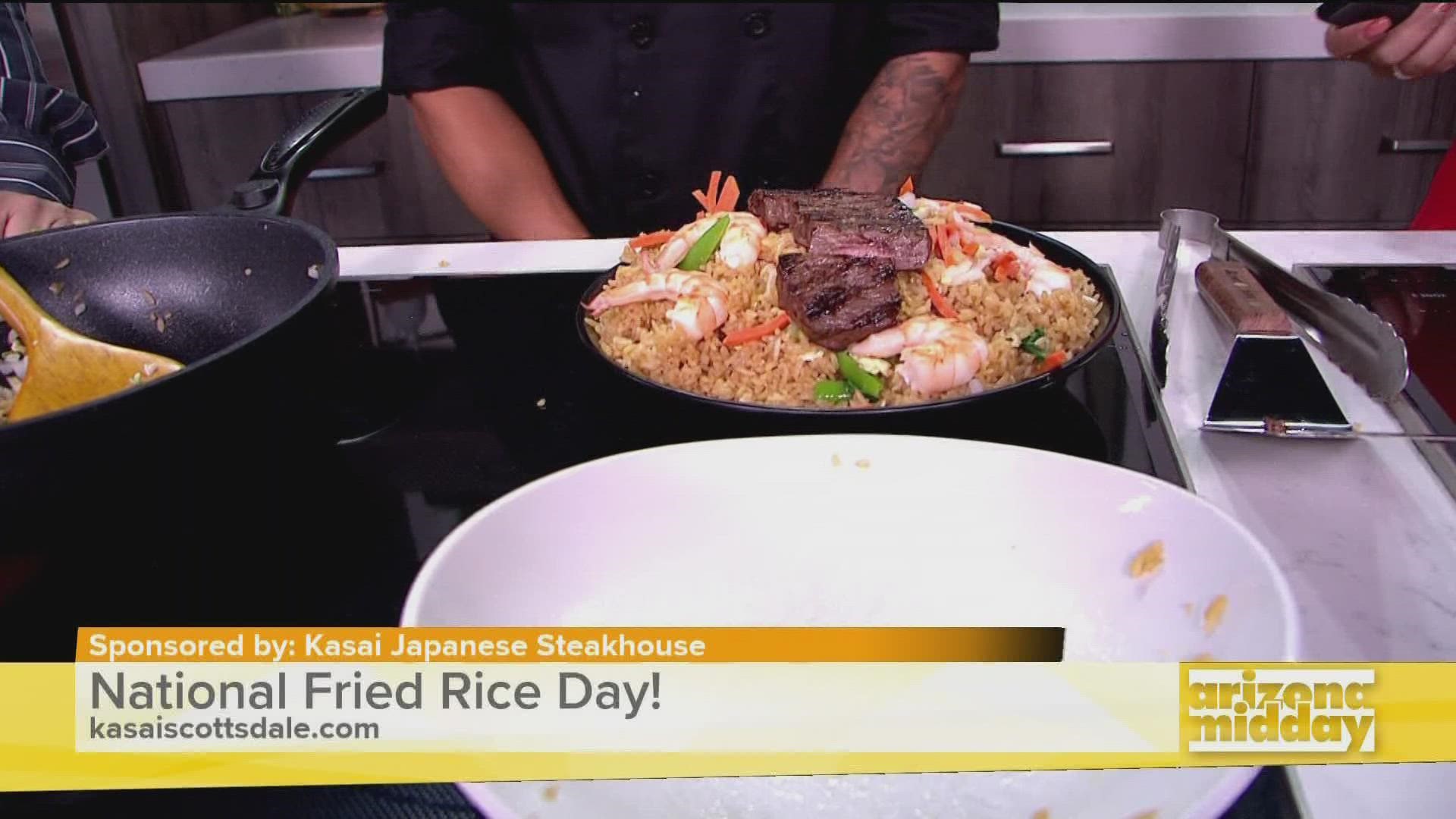 Jesse Sosa and Mike Russello from Kasai Japanese Steakhouse show us how to make the perfect fried rice.