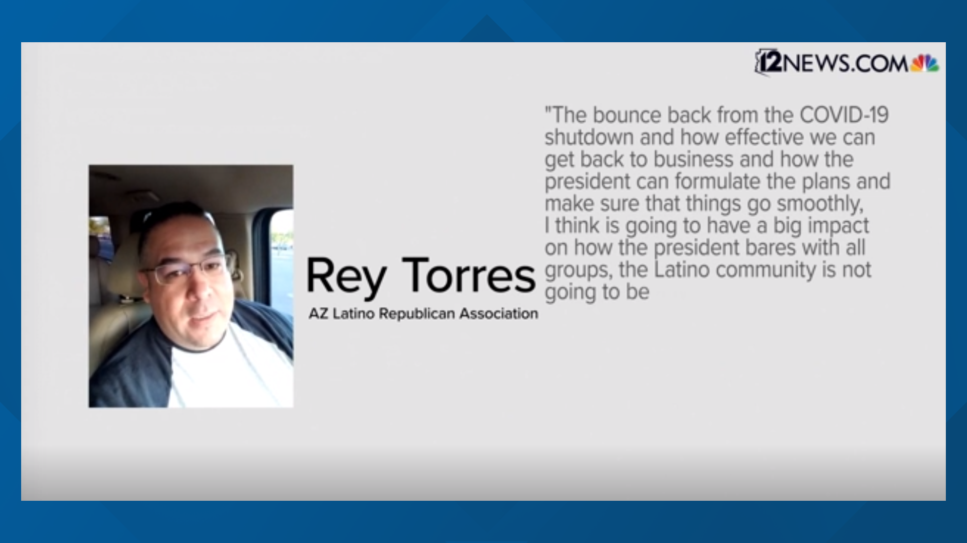 Rey Torres says the recovery on the nation's economy after the coronavirus pandemic will play an important role in the presidential elections.