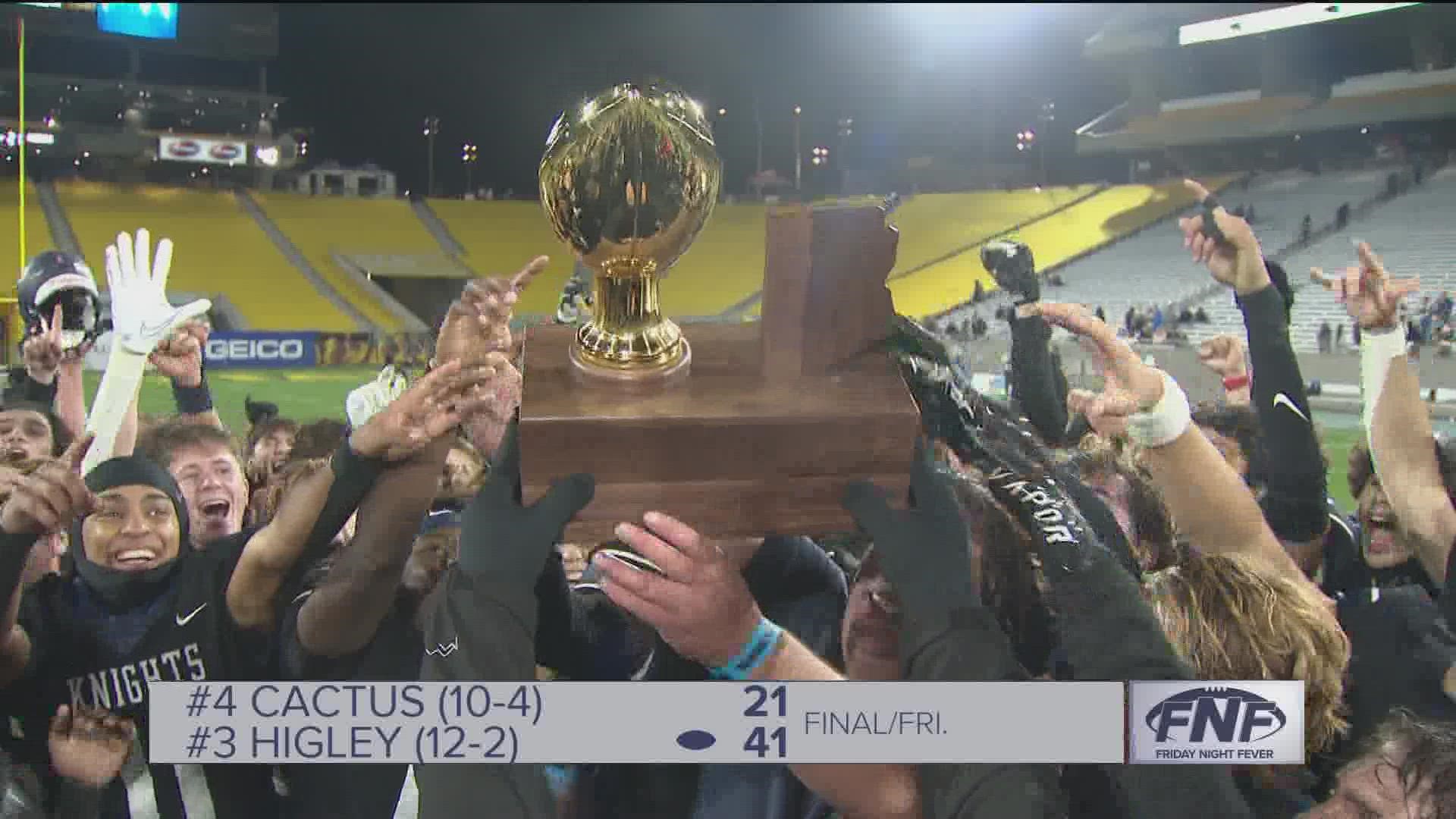 The Knights scored 35 unanswered points to win the first state title in program history.
