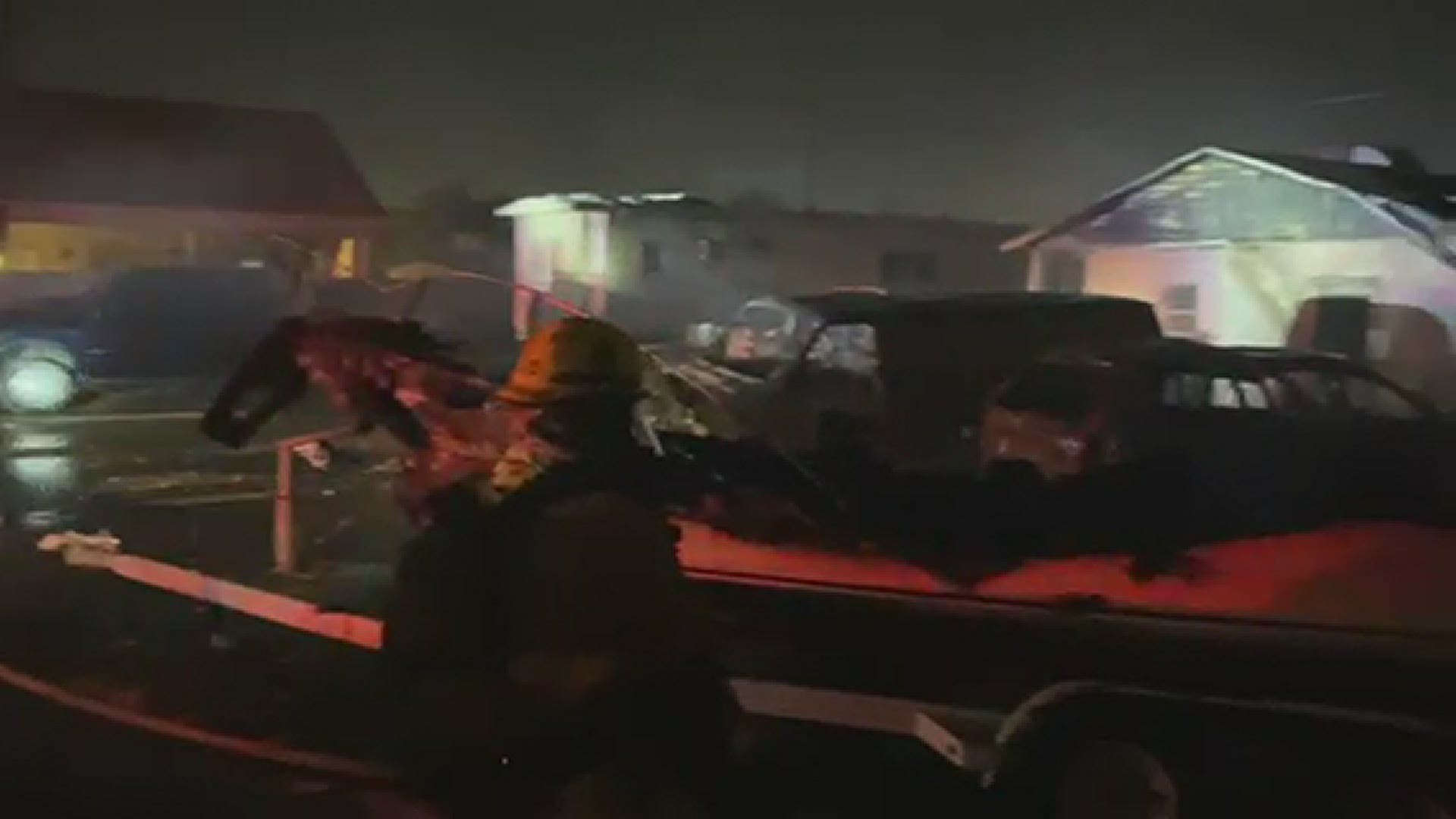 Phoenix mobile homes catches fire, seven cars and a boat goes up in flames as well.