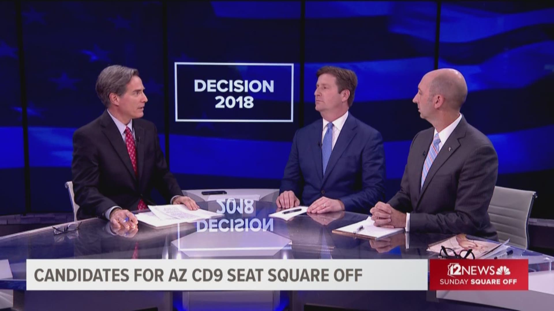 'Square Off' moderator Brahm Resnik asks the candidates about their respective support for President Donald Trump and House Minority Leader Namcy Pelosi.