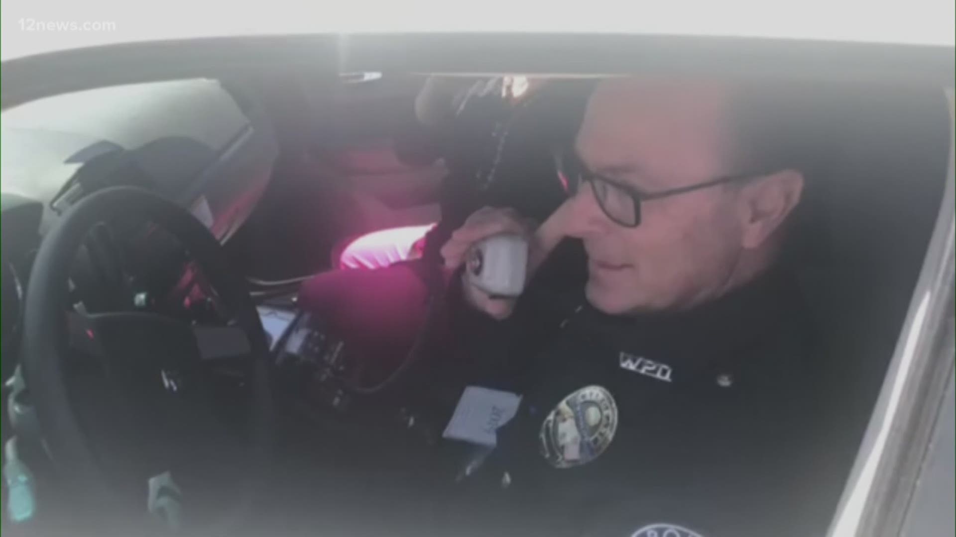 Sergeant Afton Foster, accompanied by his wife, signed off duty for the final time. He was surprised by his sons, who were in dispatch to thank him for his service.