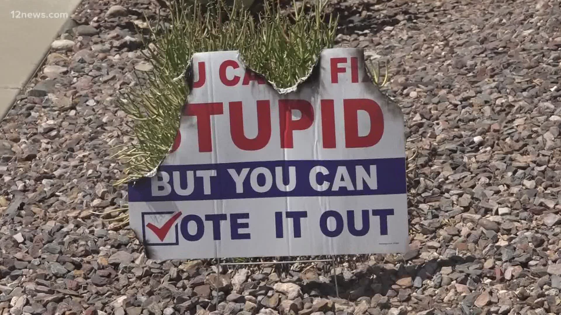 Plenty of people are showing support for their favorite candidate by displaying signs in their yard. But that battle just got personal in an Anthem neighborhood.