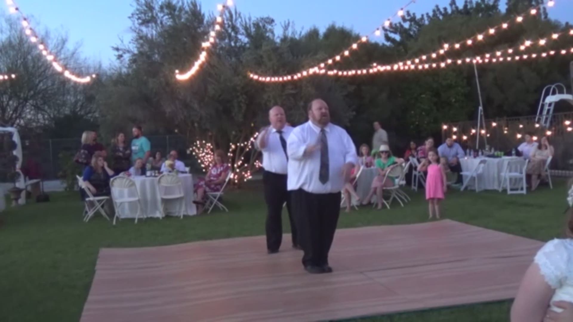 The groom's and bride's fathers at a recent wedding came out with an awesome dance.