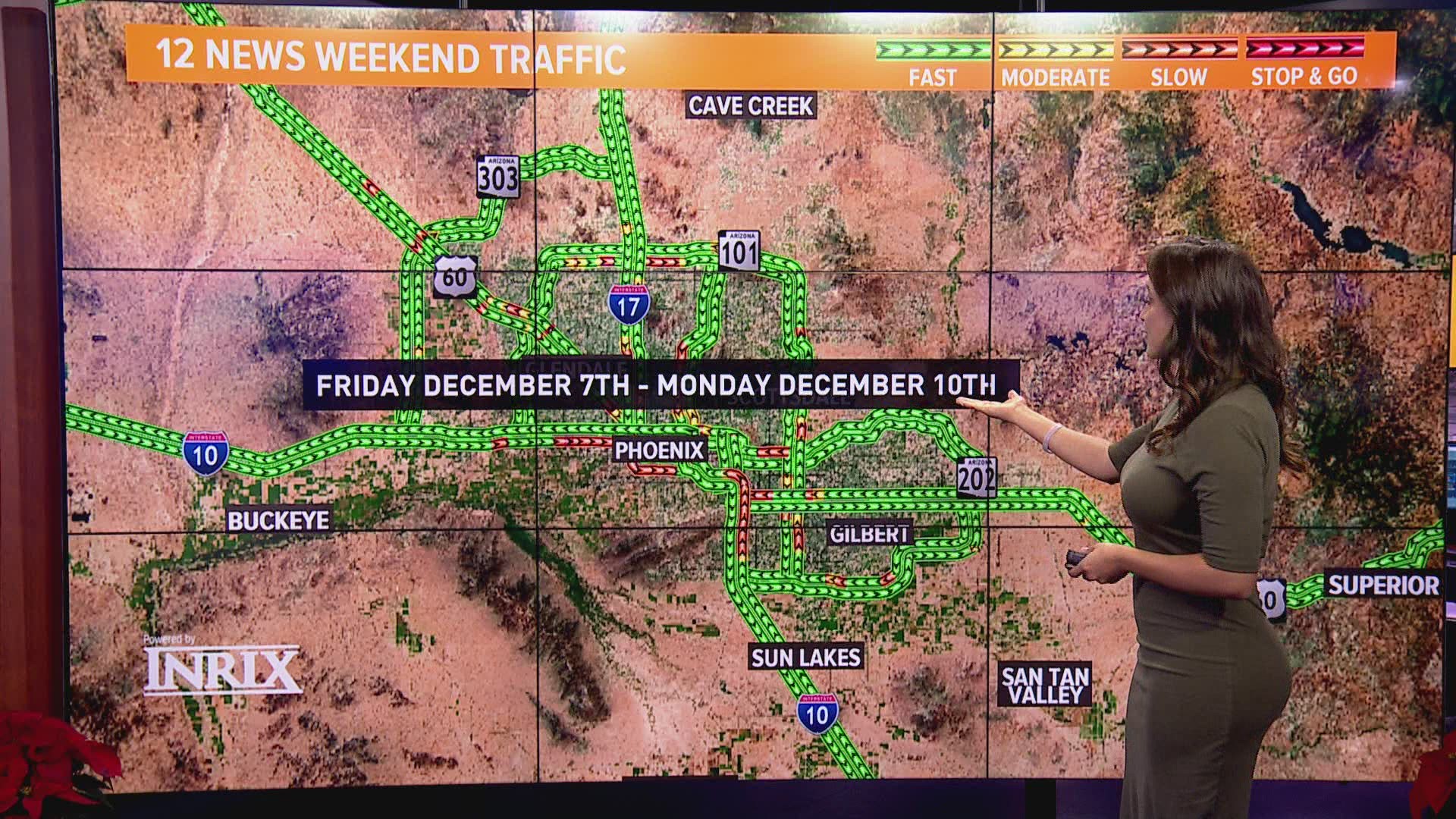 Here's the weekend traffic outlook for Dec. 7 - Dec. 10.