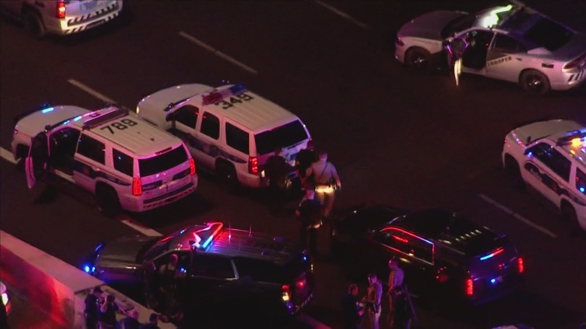 Dozens of law enforcement vehicles were on scene during the rush hour incident.