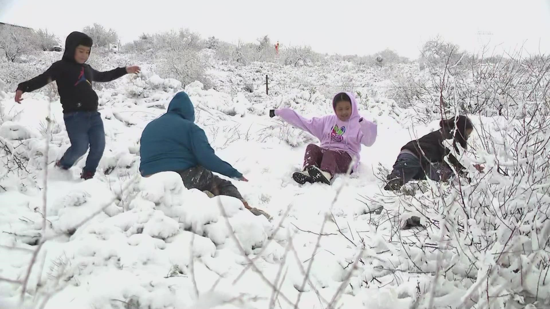 A recent winter storm brought snow to parts of the Valley and some residents took time to enjoy the wintry landscape.