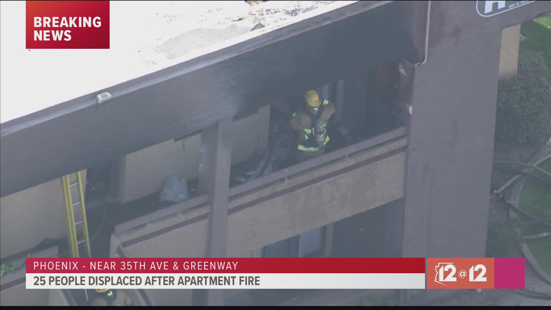 An apartment fire in west Phoenix has caused 13 adults and 12 children to be displaced from their homes on Monday. Nine units were affected by the flames.