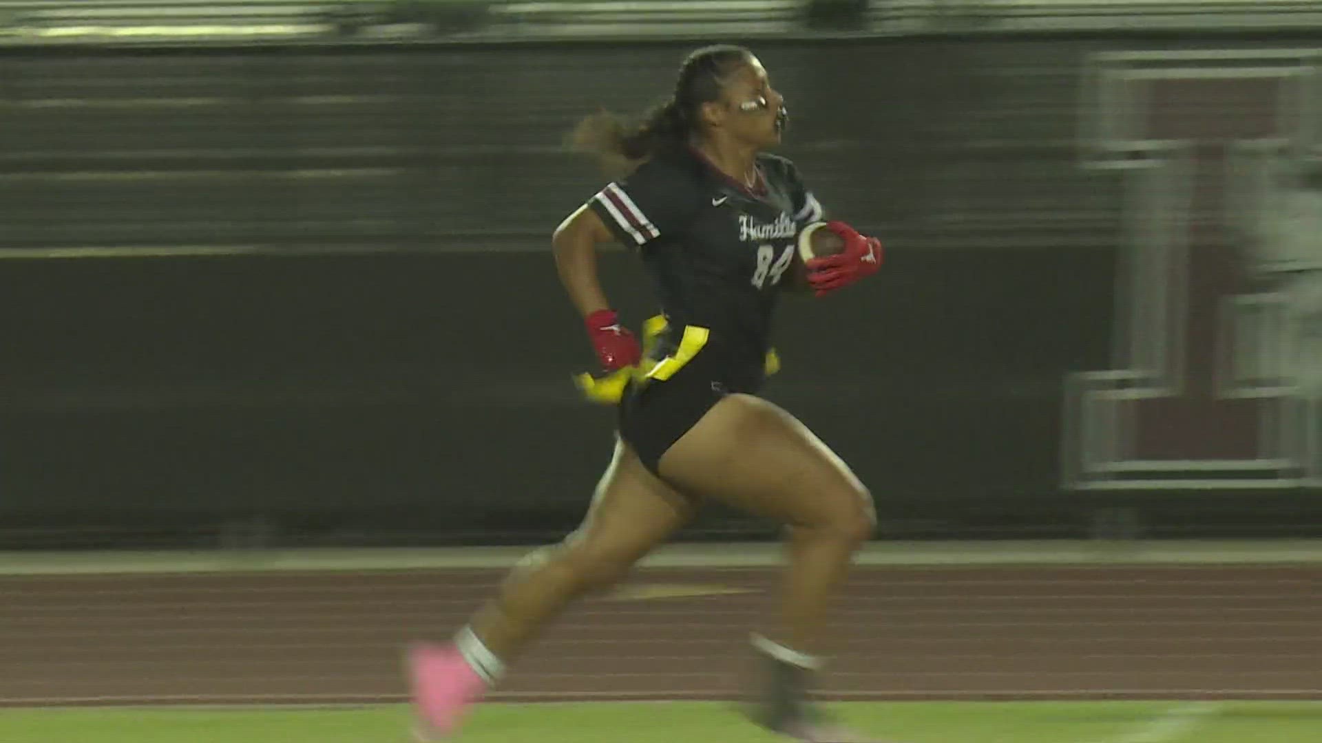 The 1st-ever girls flag football playoffs are underway and Hamilton secured a semifinal spot in 6A with a 17-13 win over Desert Ridge