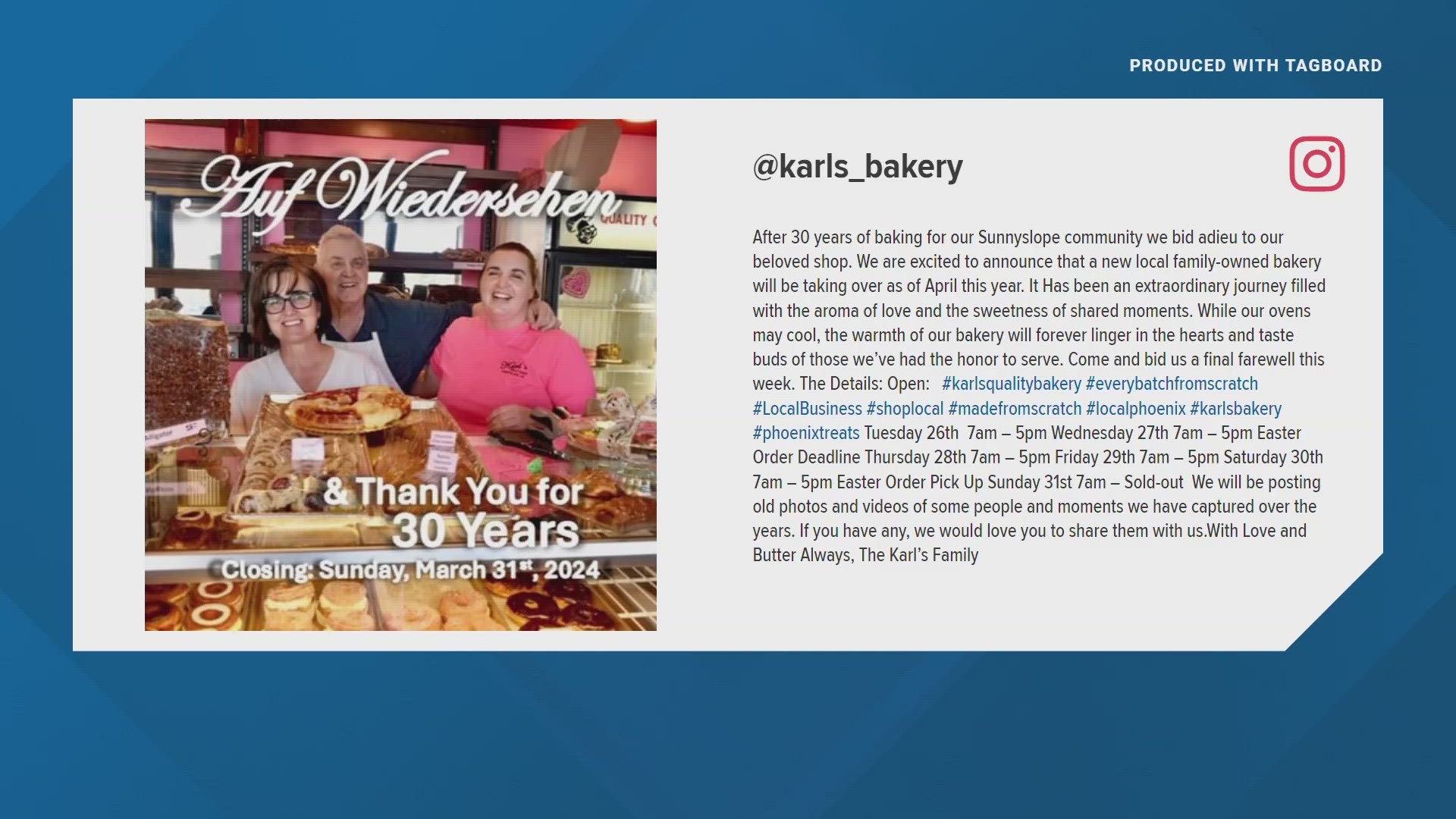 The family didn't say why they were closing but shared what's next for the bakery's home.