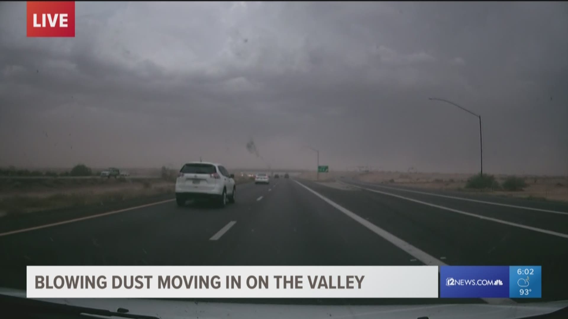 A dust storm is hitting south of the Valley and heavy rain drenched New River earlier.