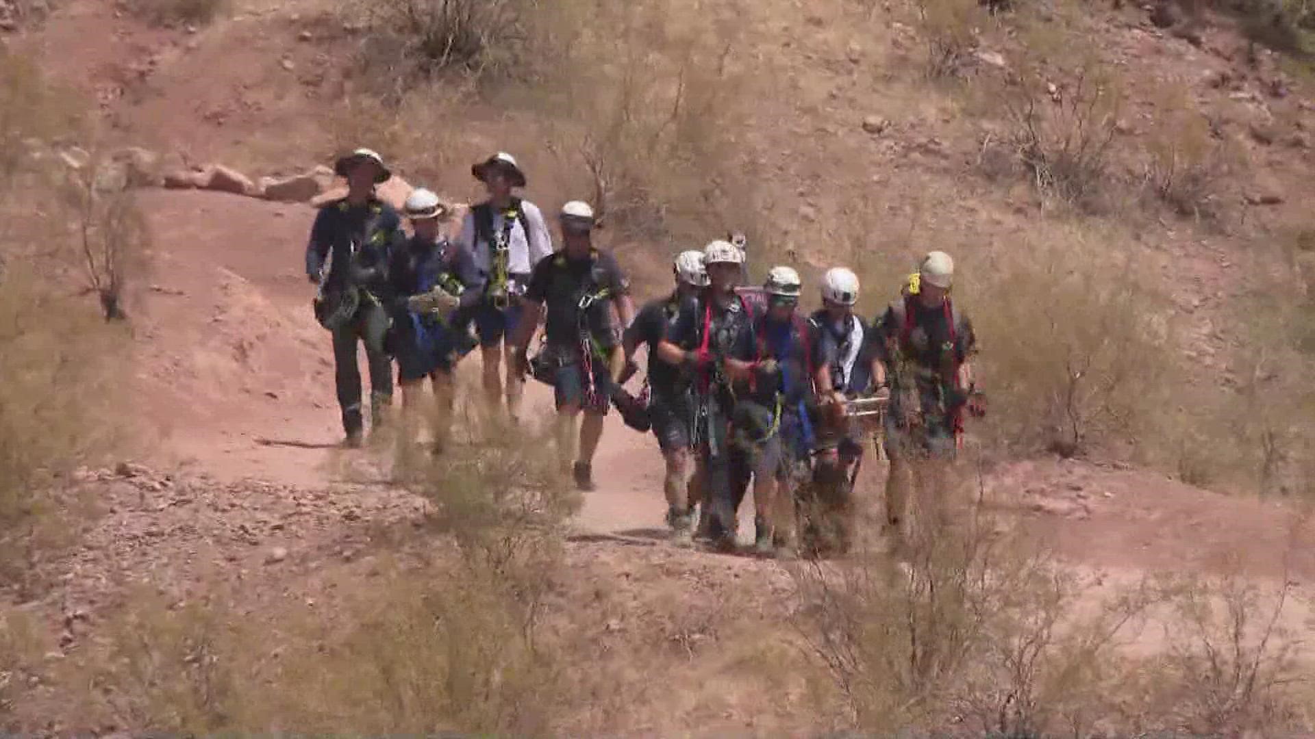Phoenix Fire says three hikers had to be taken to the hospital for heat-related illnesses and others needed help off the trail.