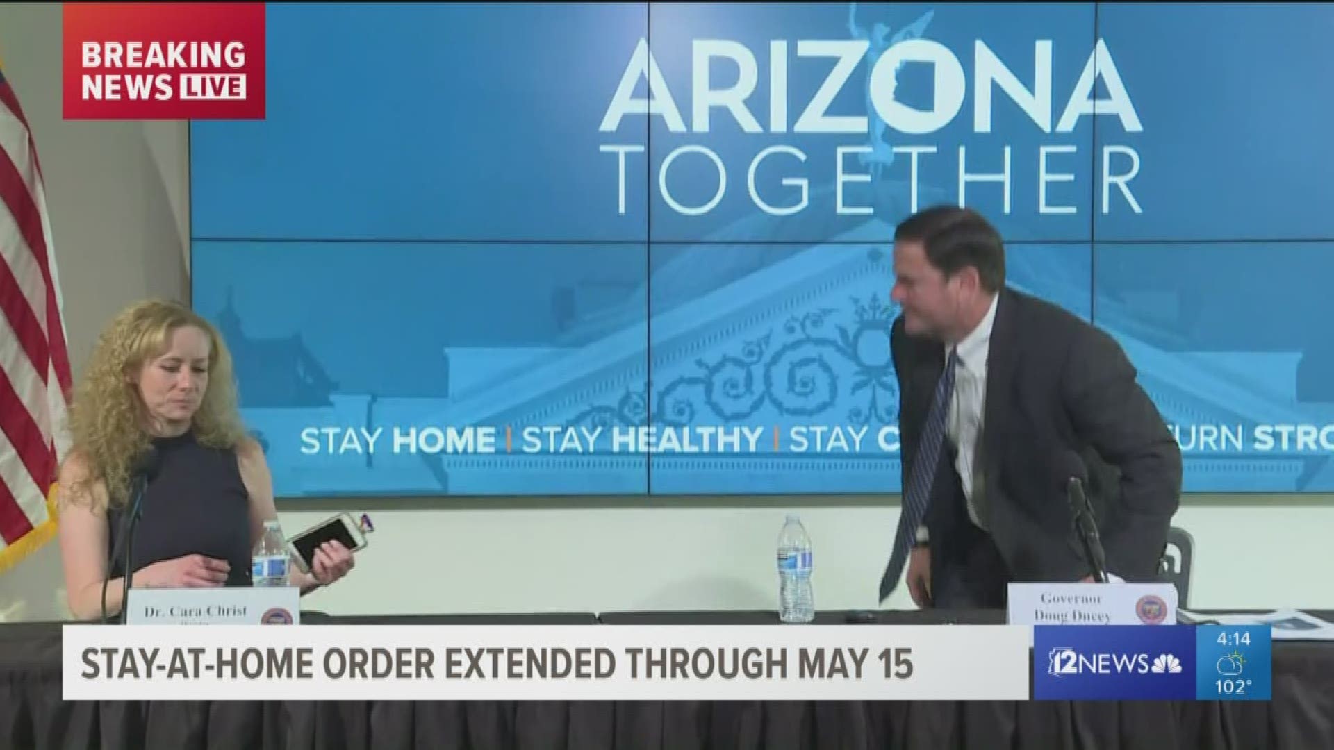 After a reporter pushed back on a question surrounding nursing homes, Gov. Ducey walked out of a press conference that extends Arizona's stay-at-home order.