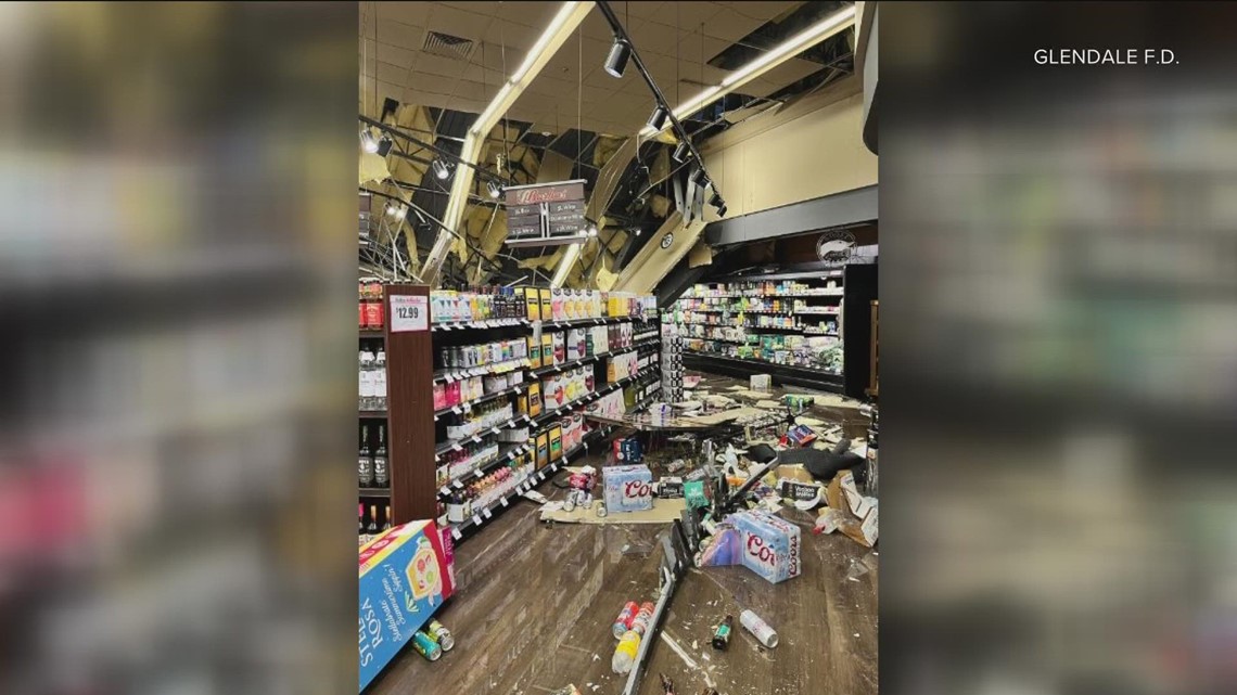 Roof collapses at Peoria grocery store after storms move through area