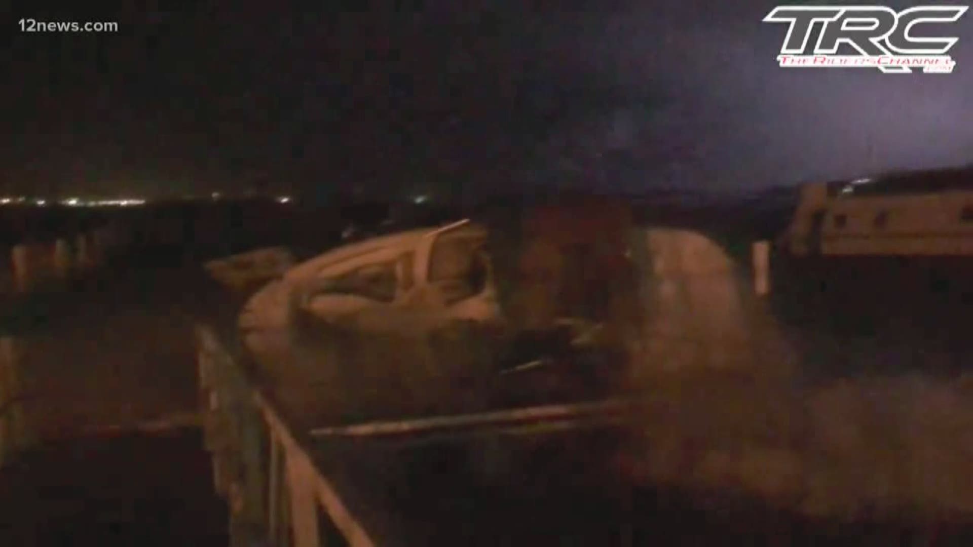 Video shows a monsoon storm so rough, several boats sank at Lake Havasu, the Mohave County Sheriff's Office says.