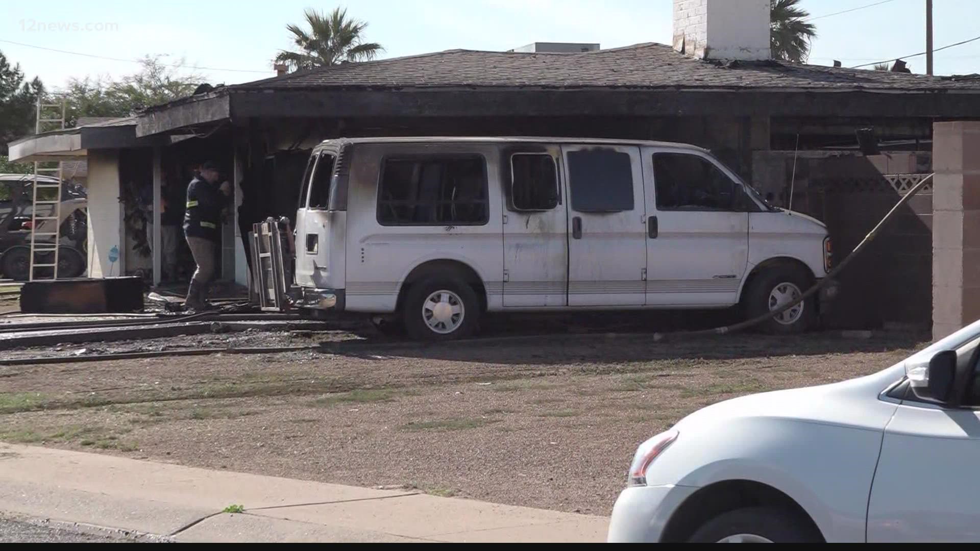 Glendale and Phoenix firefighters responded to a west Valley house fire that killed one on Thursday. Crews rescued two women who were transported to the hospital.