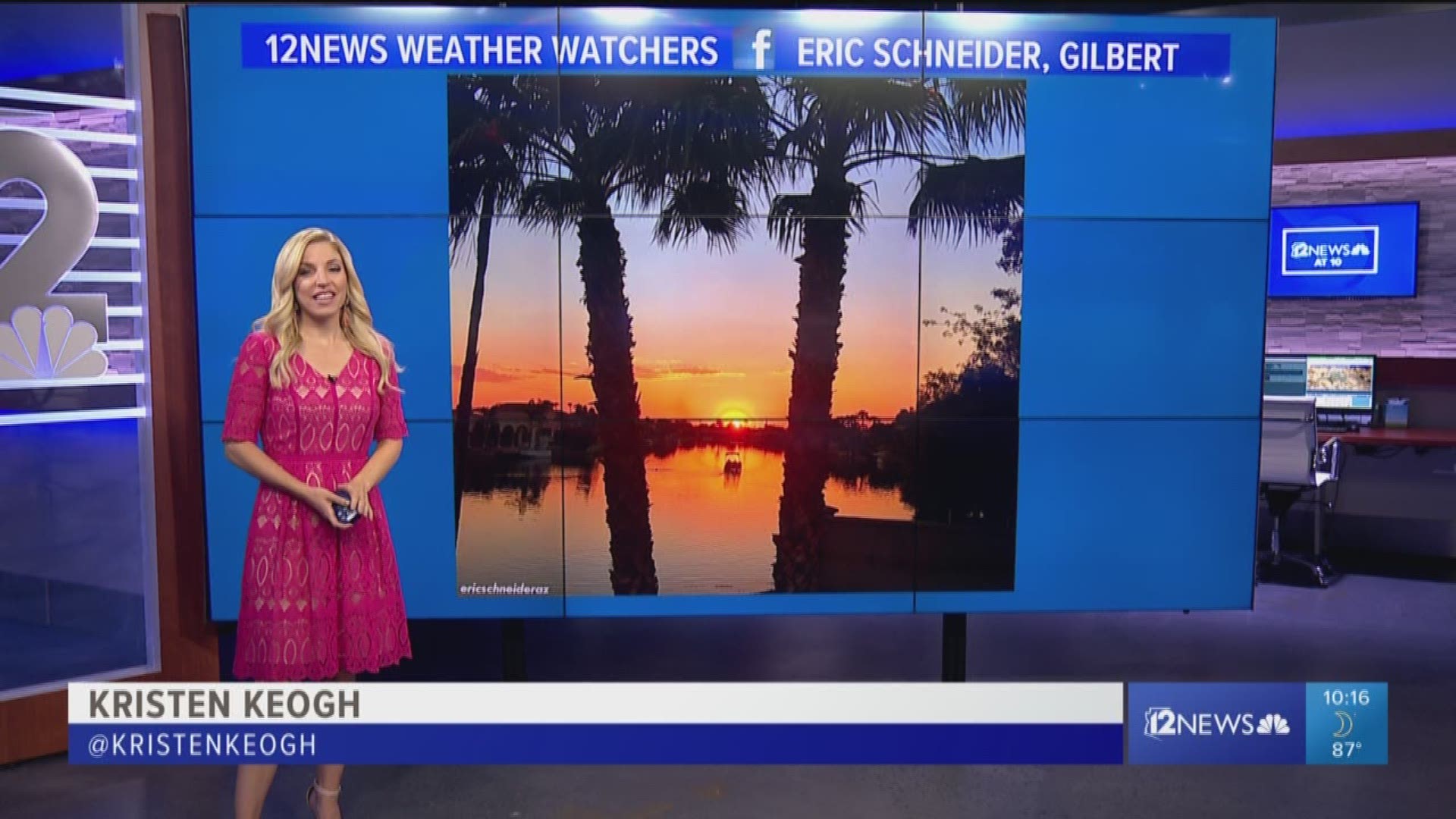 Kristen Keogh shows a photo by 12 News Weather Watcher Eric Schneider. Join the 12 News Weather Watchers group on Facebook!
