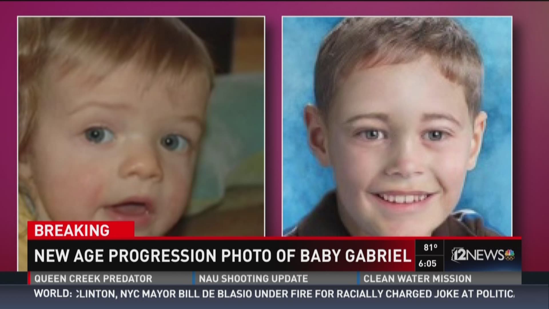 Authorities have released age progressed photos of what baby Gabriel could look like now