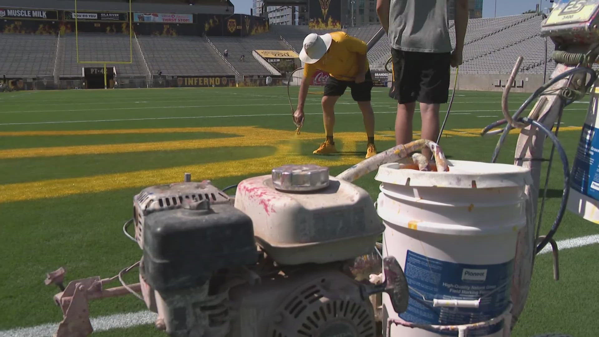 Ground crews at Mountain America Stadium in Tempe are preparing for the highly-anticipated game against the Mississippi State Bulldogs.