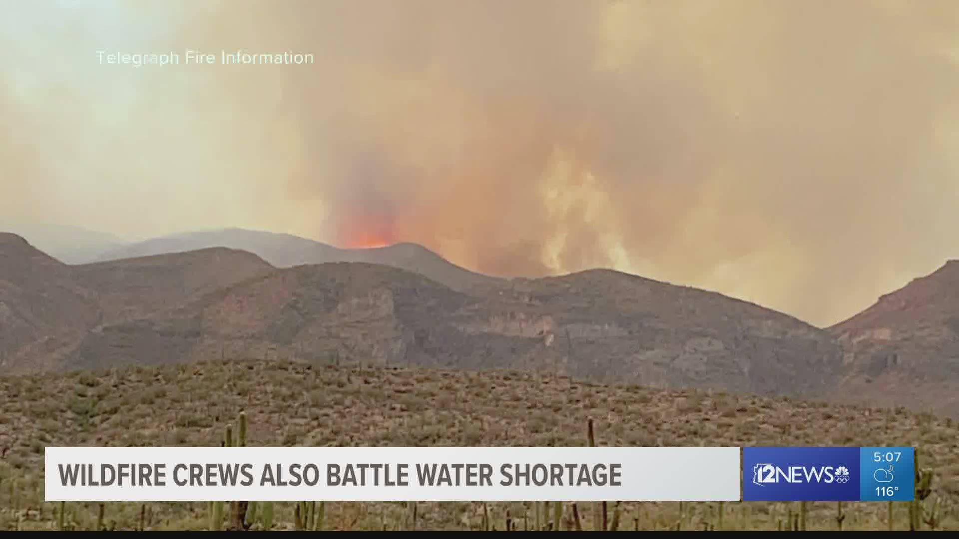 The drought is making it harder for firefighters who are taking on Arizona's wildfires. Dry vegetation is in front of the fires and water is difficult to find.