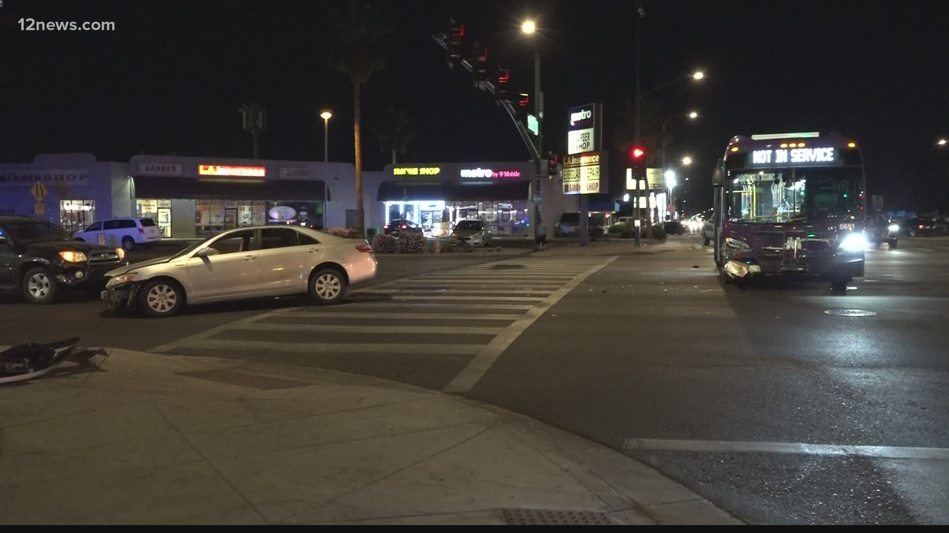 A teenager was rushed to the hospital Tuesday night after a crash in Phoenix that involved a city bus.