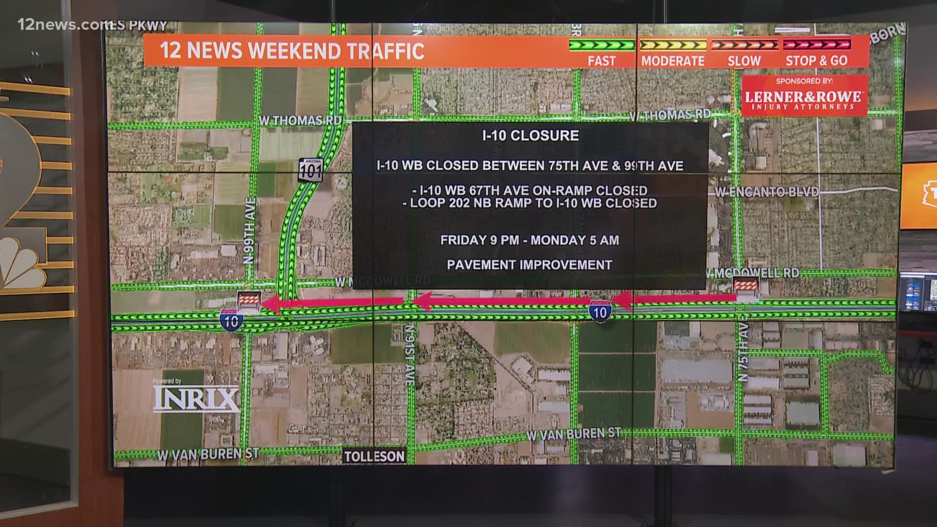 Here's information on traffic closures and detours on Valley roads this weekend.