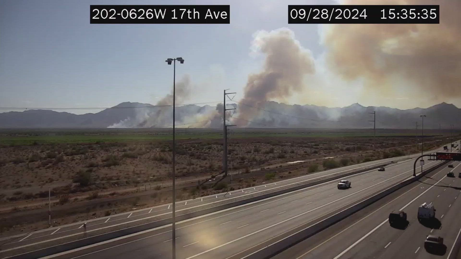 The fire is burning in District 6 of the Gila River Indian Community and is causing a large plume of smoke in the West Valley.