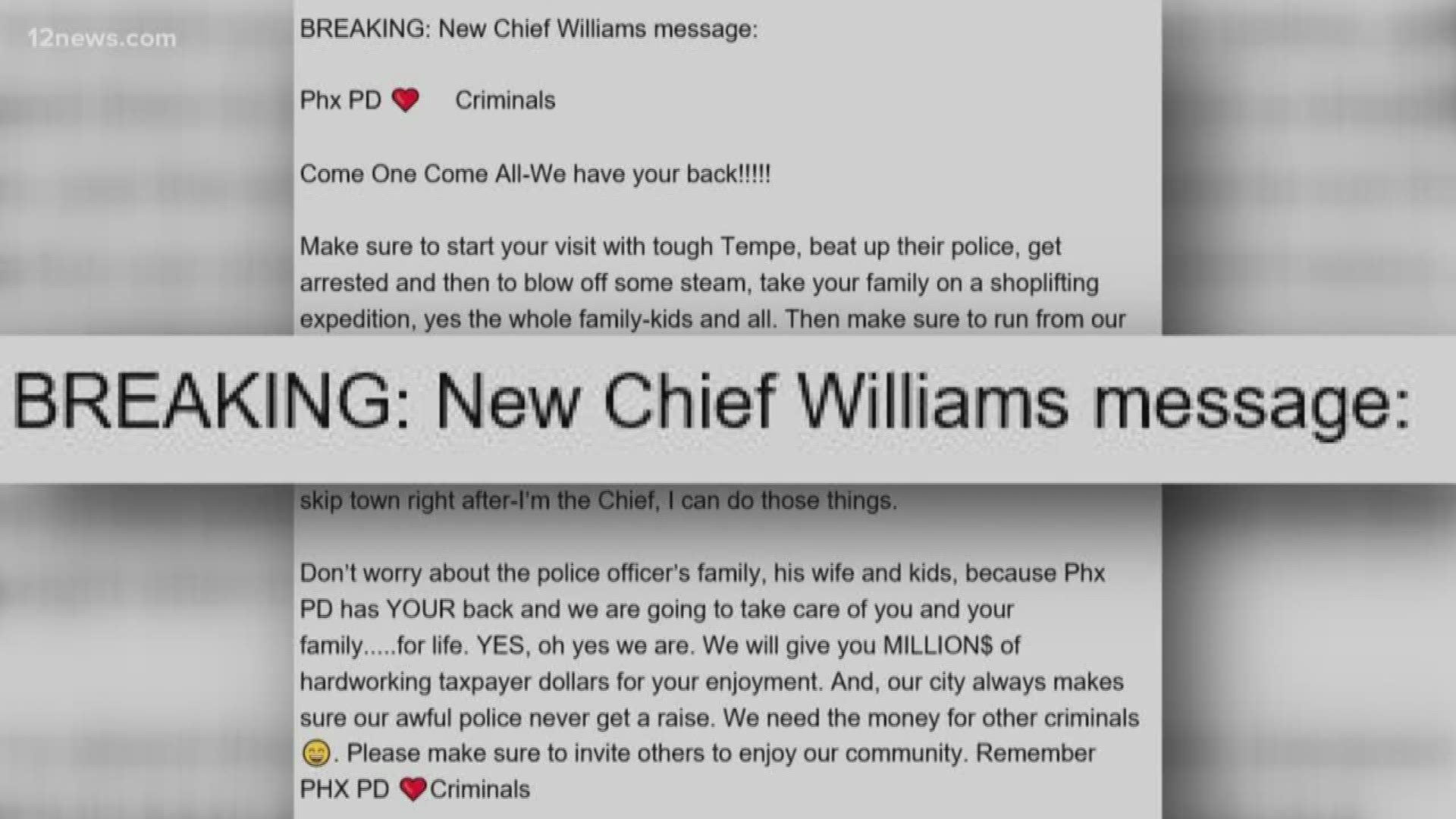 Phoenix Councilman Sal DiCiccio criticized Chief Williams' decision to fire two officers. The officers were involved in a contenious confrontation in July.